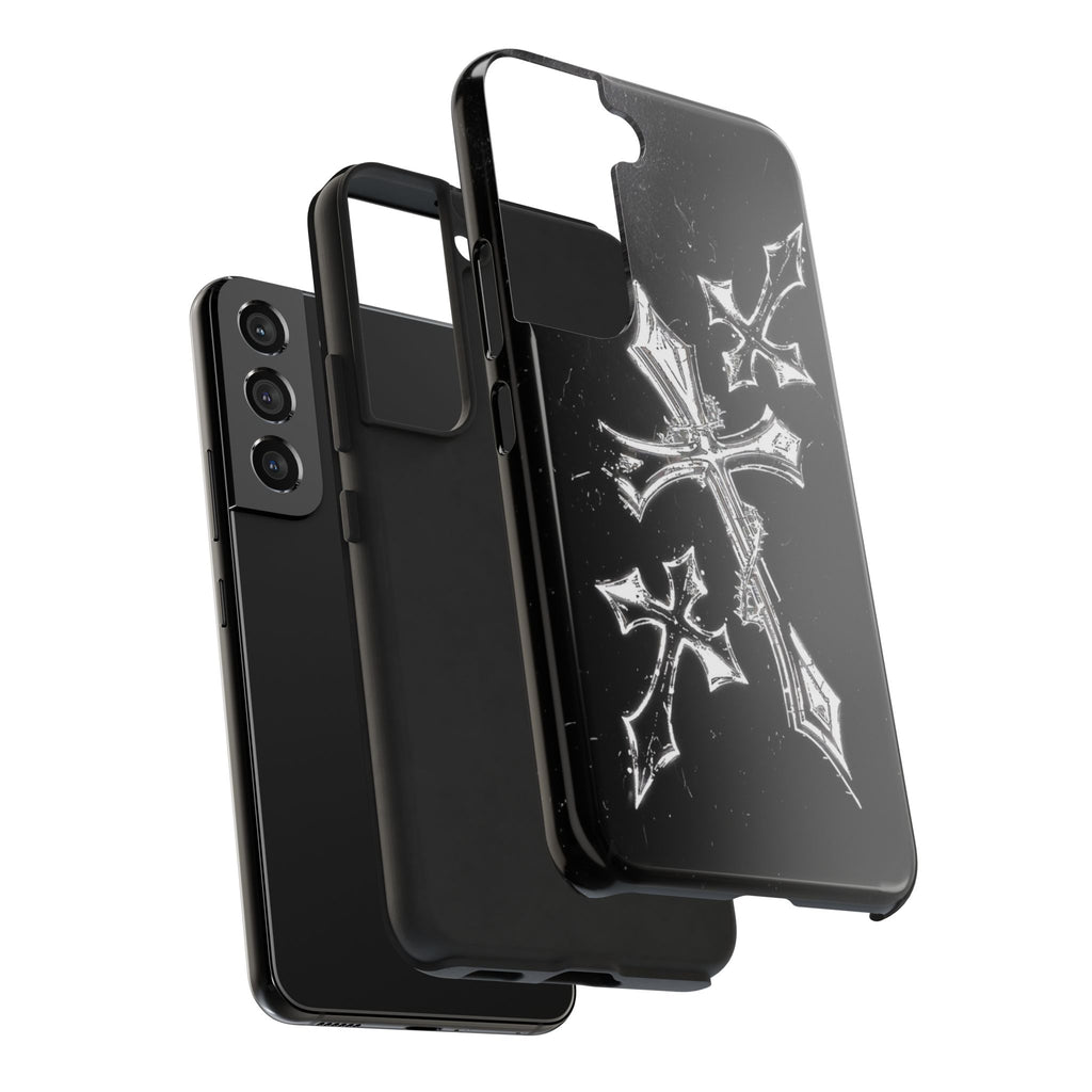 Tough Phone Case with Cross Design, Gothic Phone Cover, Personalized Phone Case, Customizable Tech Accessories, Unique Gift Idea