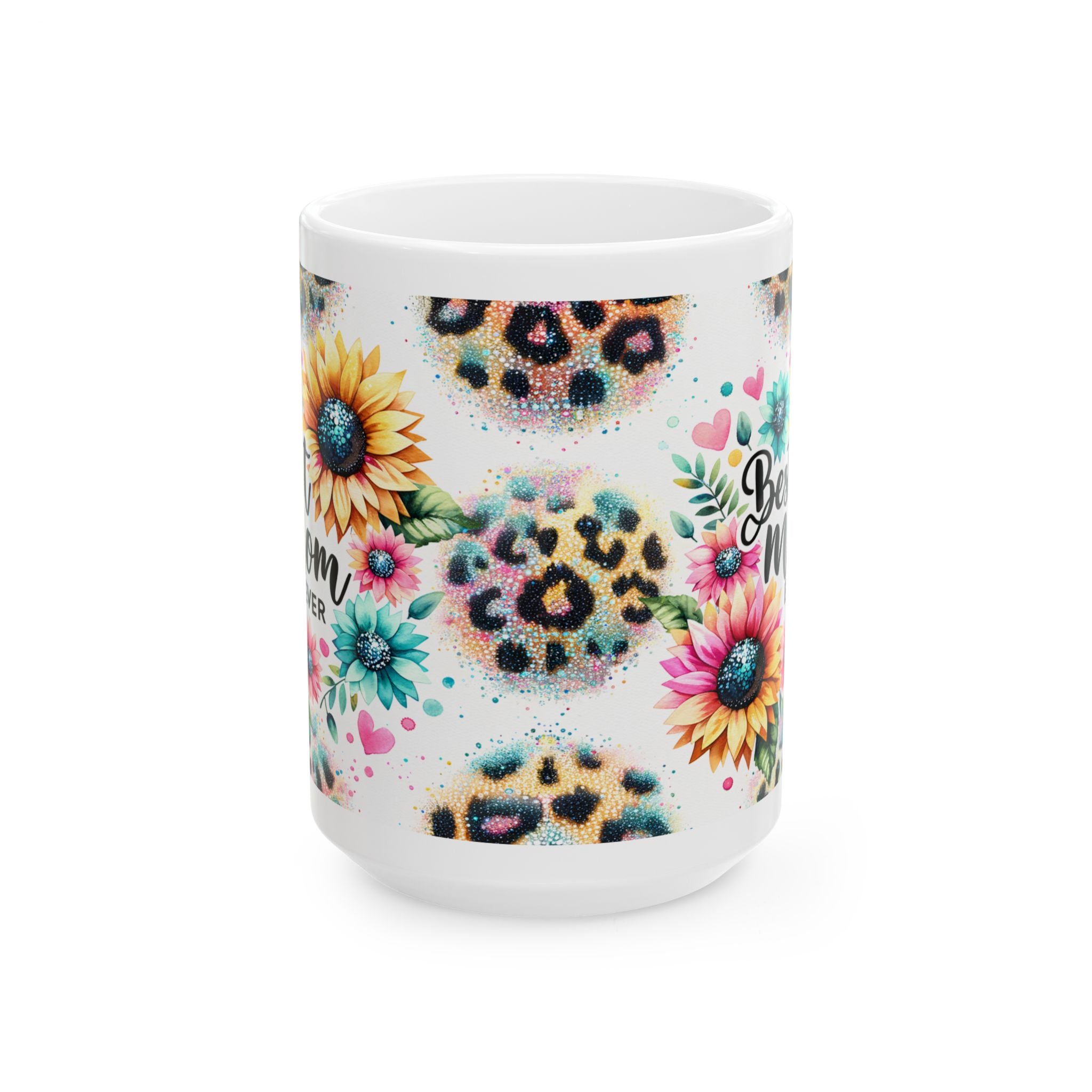 Floral Leopard Print Ceramic Mug, Perfect for Coffee Lovers, Gifts for Mom, Brighten Your Morning, Personalized Gift, Fun Kitchen Decor