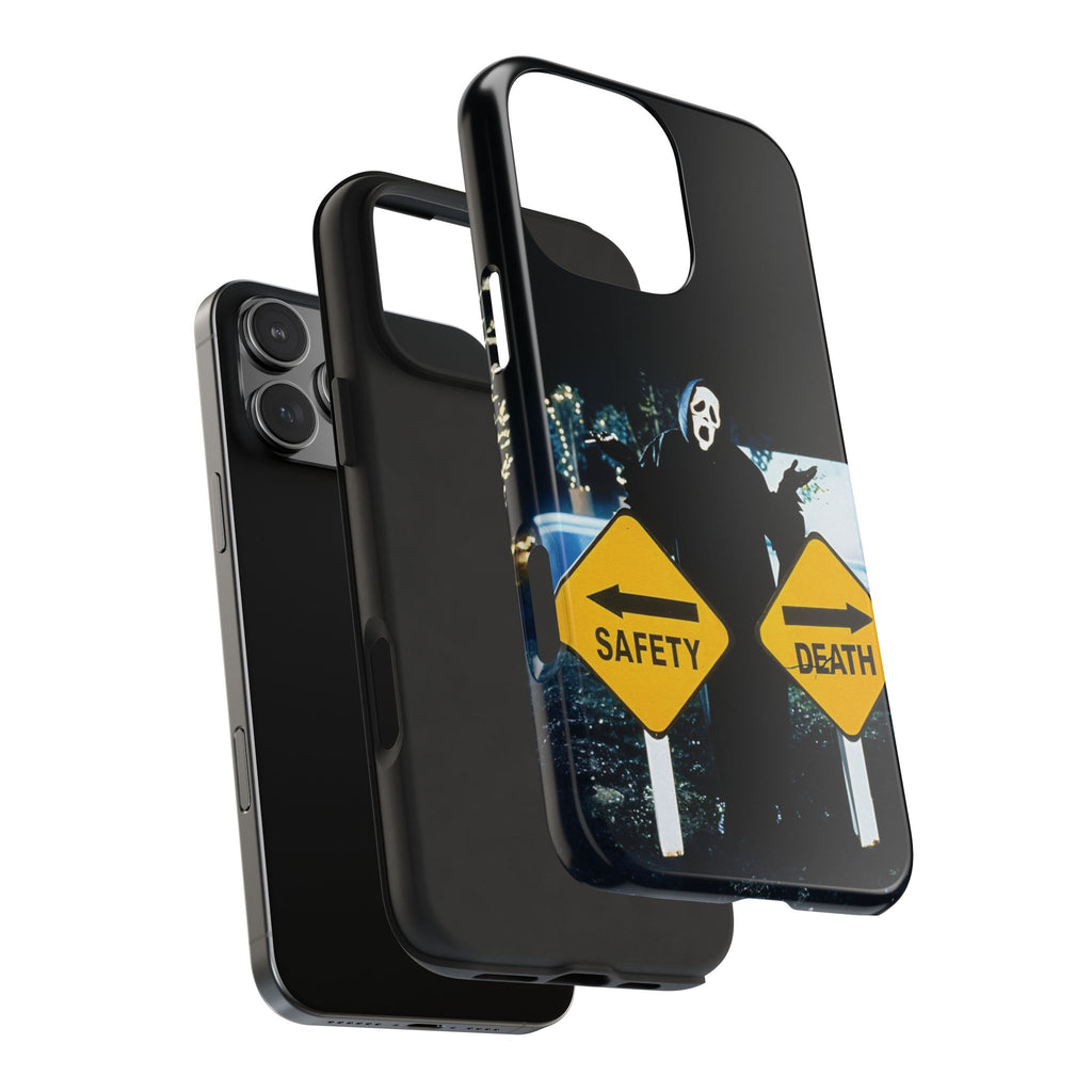 Spooky Phone Cases with Safety and Death Design, Halloween Gift, Horror Movie Merch, Unique Phone Accessories, Fun and Functional