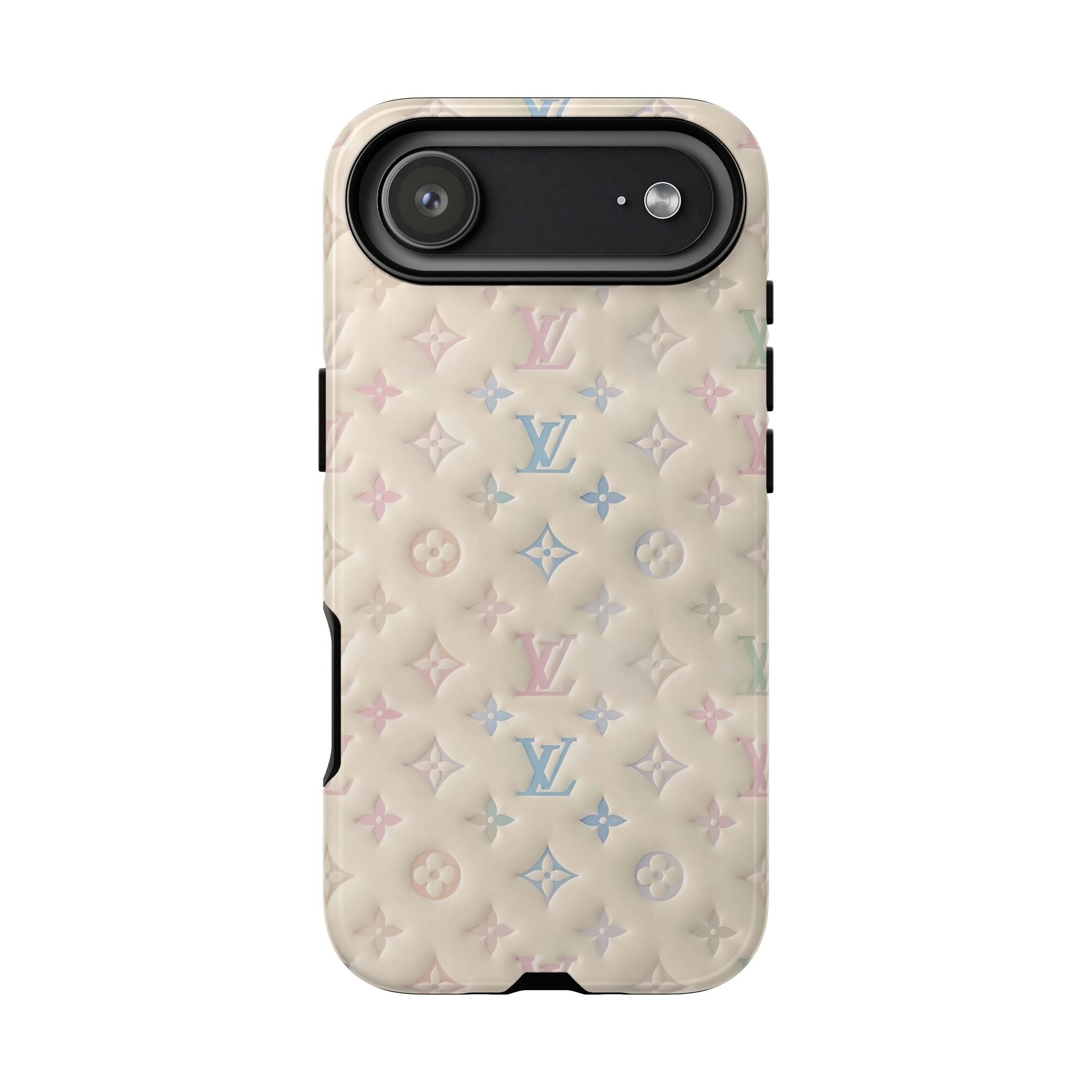 Pastel Quilted Monogram Phone Case — LV-Inspired Tough Protective Cover