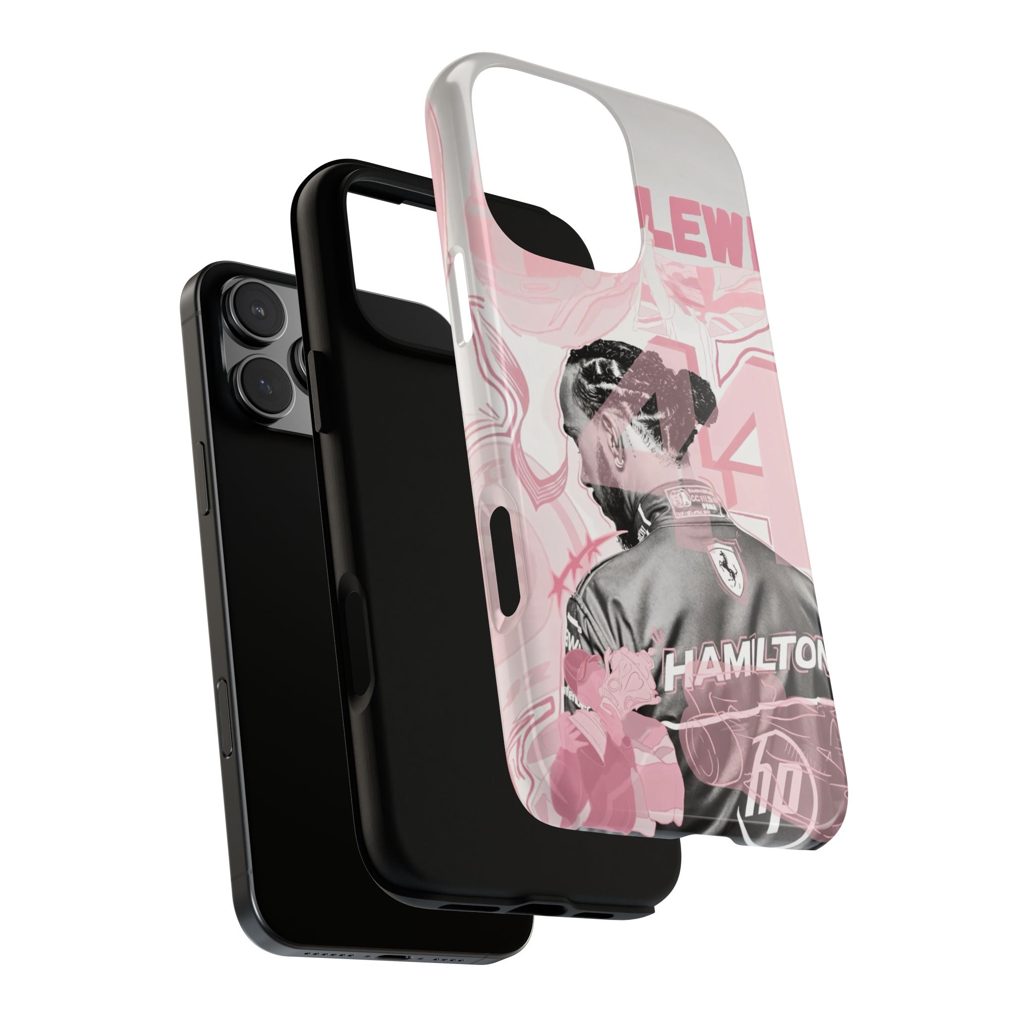 Hamilton Racing Phone Case — Pink Retro Driver Collage Tough Case