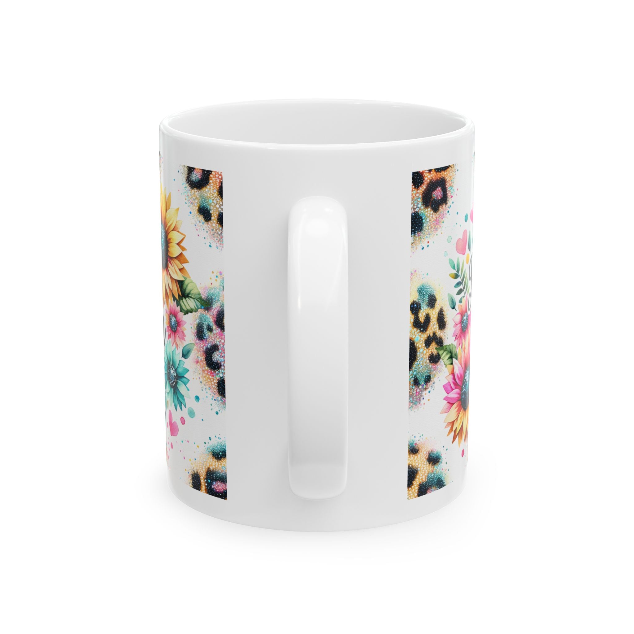 Floral Leopard Print Ceramic Mug, Perfect for Coffee Lovers, Gifts for Mom, Brighten Your Morning, Personalized Gift, Fun Kitchen Decor
