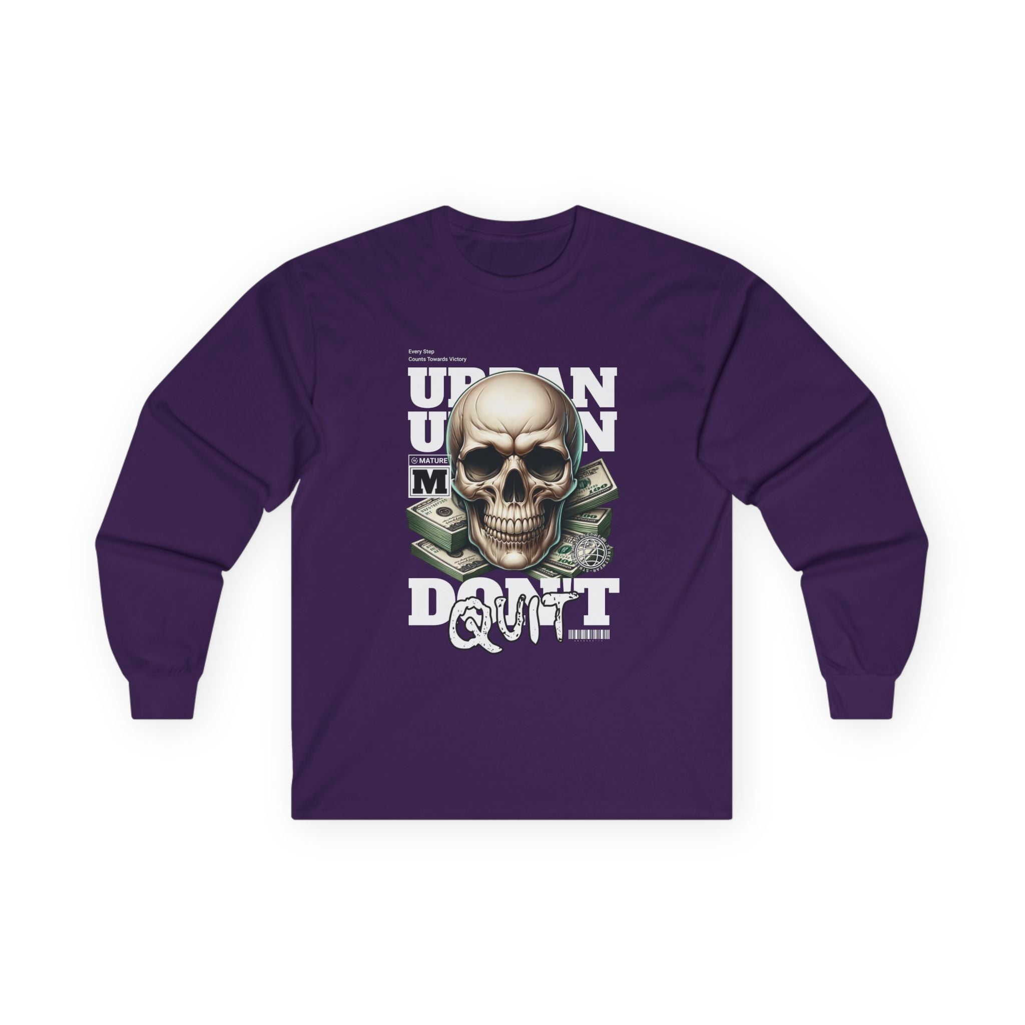 Urban Skull Graphic Long Sleeve Tee | Unisex Cotton Shirt for Halloween, Streetwear, Graphic Tee, Gift for Him/Her