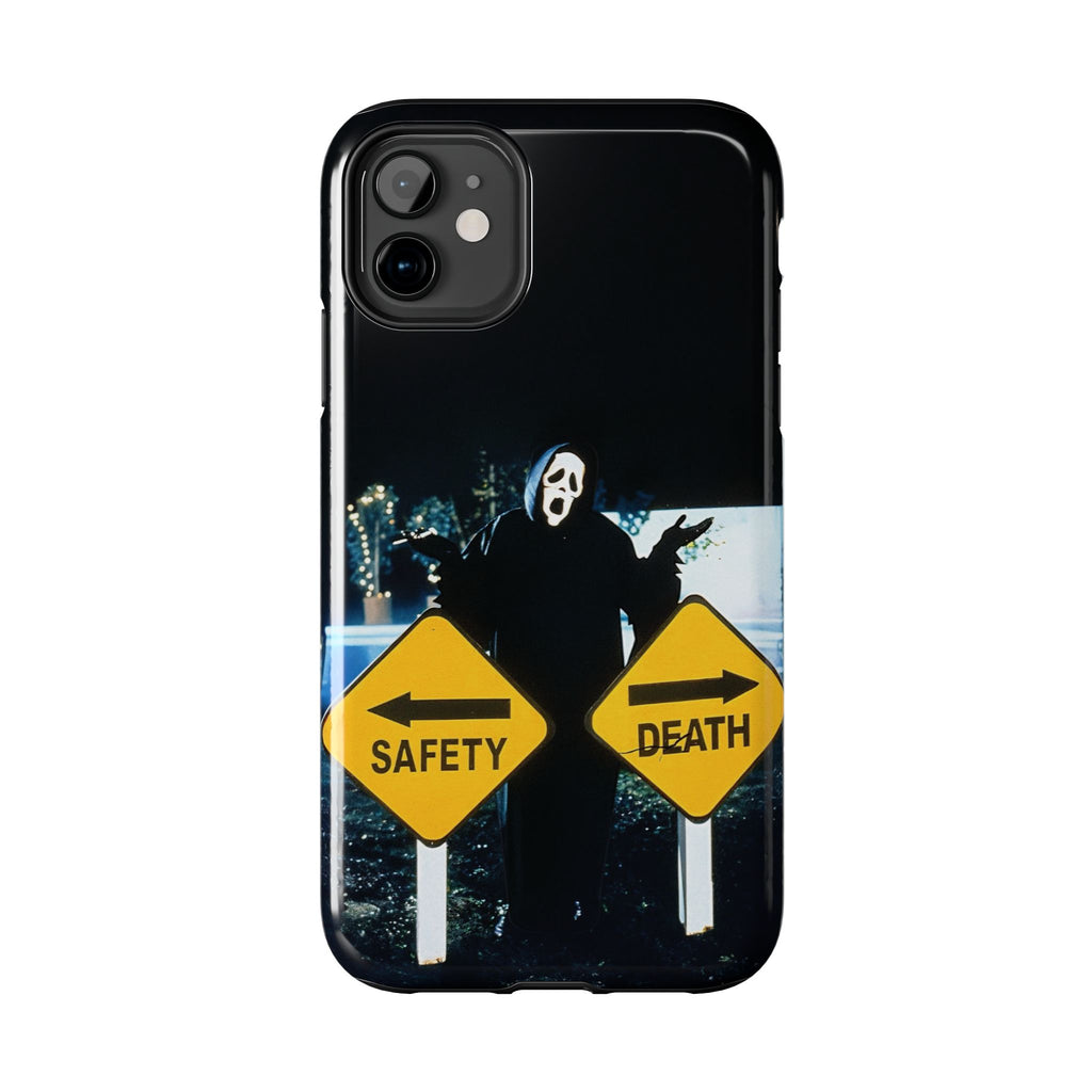 Spooky Phone Cases with Safety and Death Design, Halloween Gift, Horror Movie Merch, Unique Phone Accessories, Fun and Functional