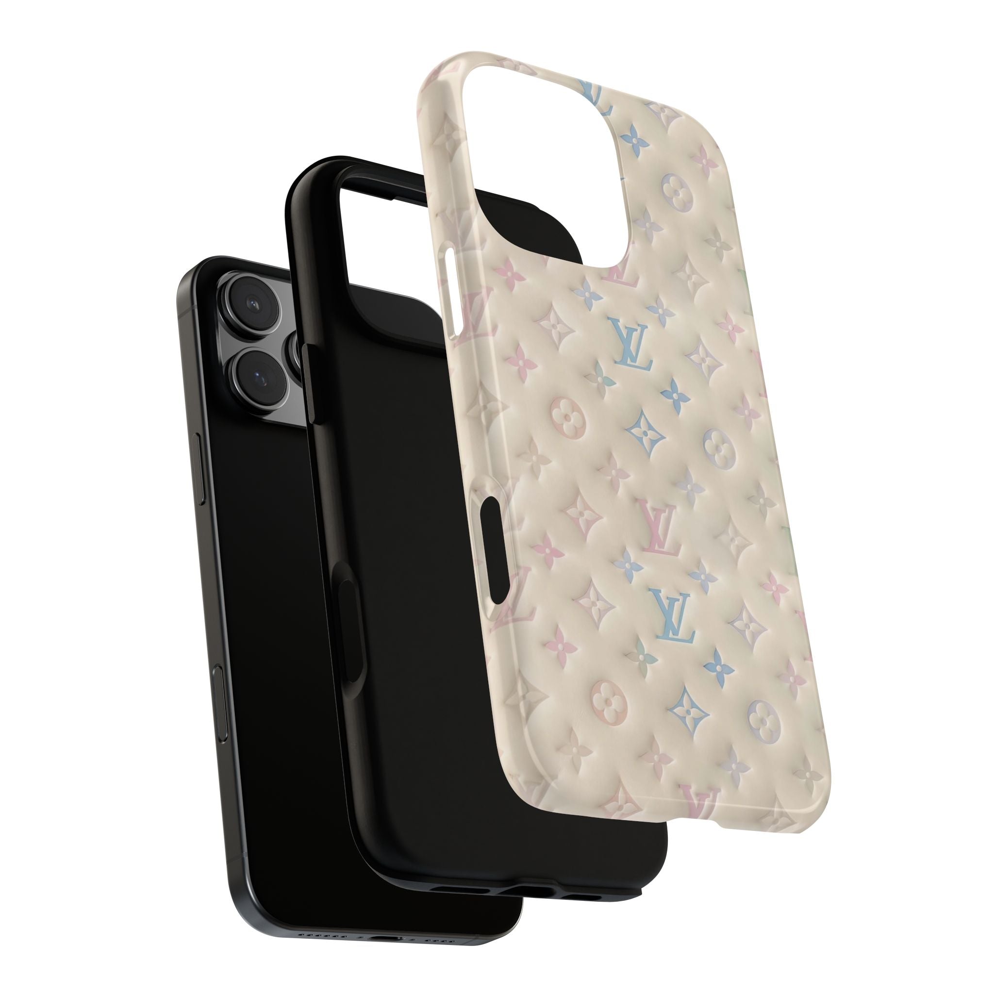 Pastel Quilted Monogram Phone Case — LV-Inspired Tough Protective Cover