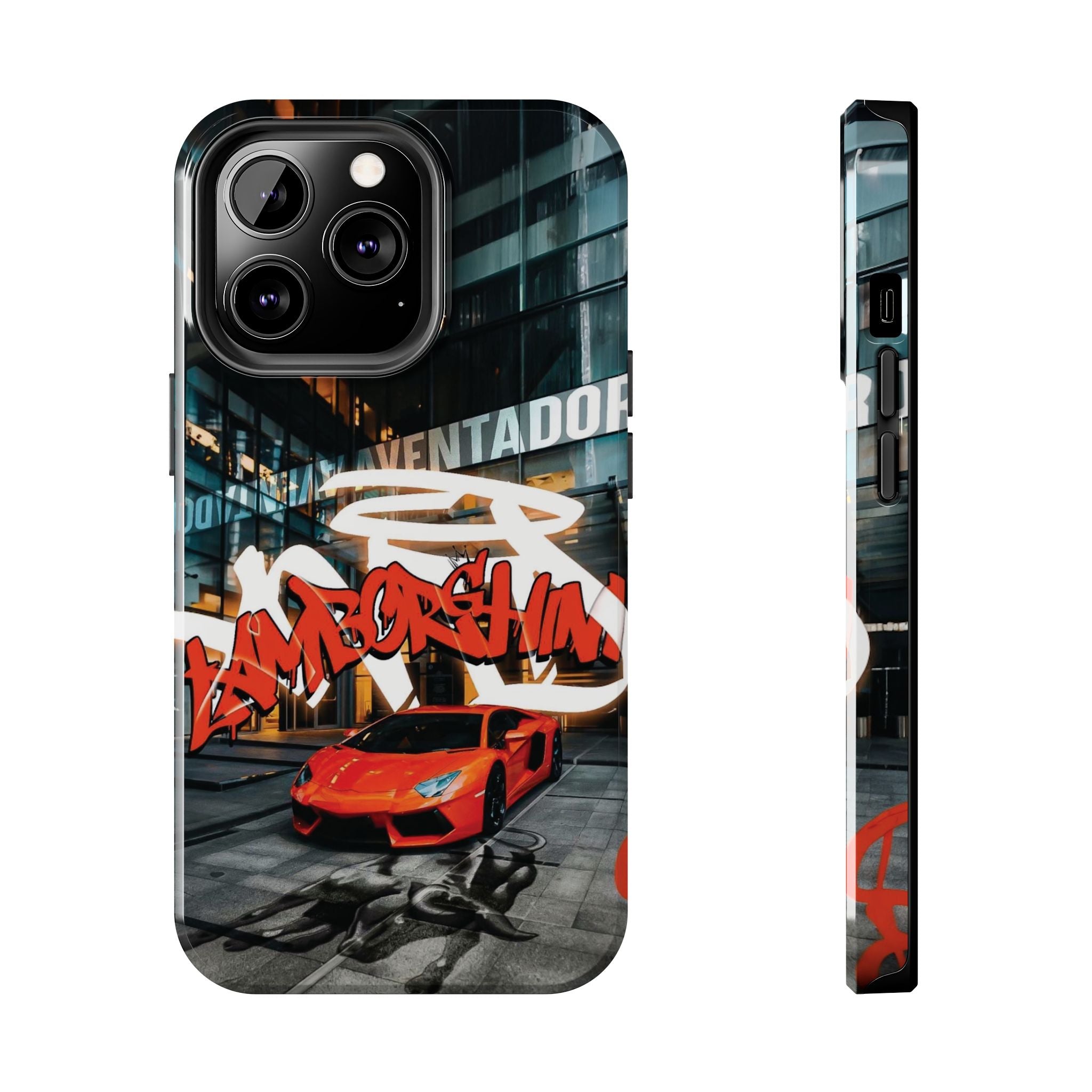 Urban Graffiti Tough Phone Case - Red Lamborghini Design