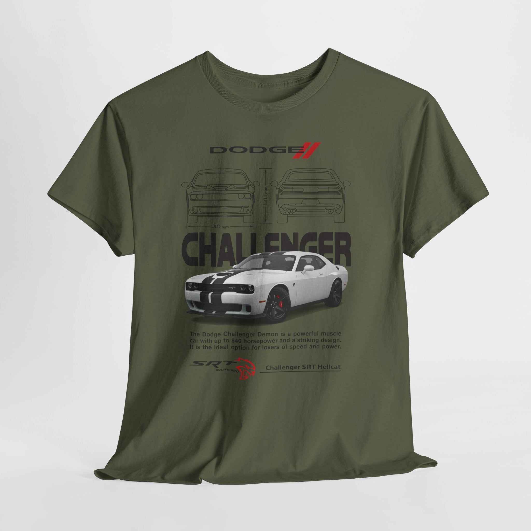 Dodge Challenger Graphic Tee, Unisex Heavy Cotton Shirt, Car Enthusiast Gift, Casual Wear, Classic Car Fashion, Birthday Present