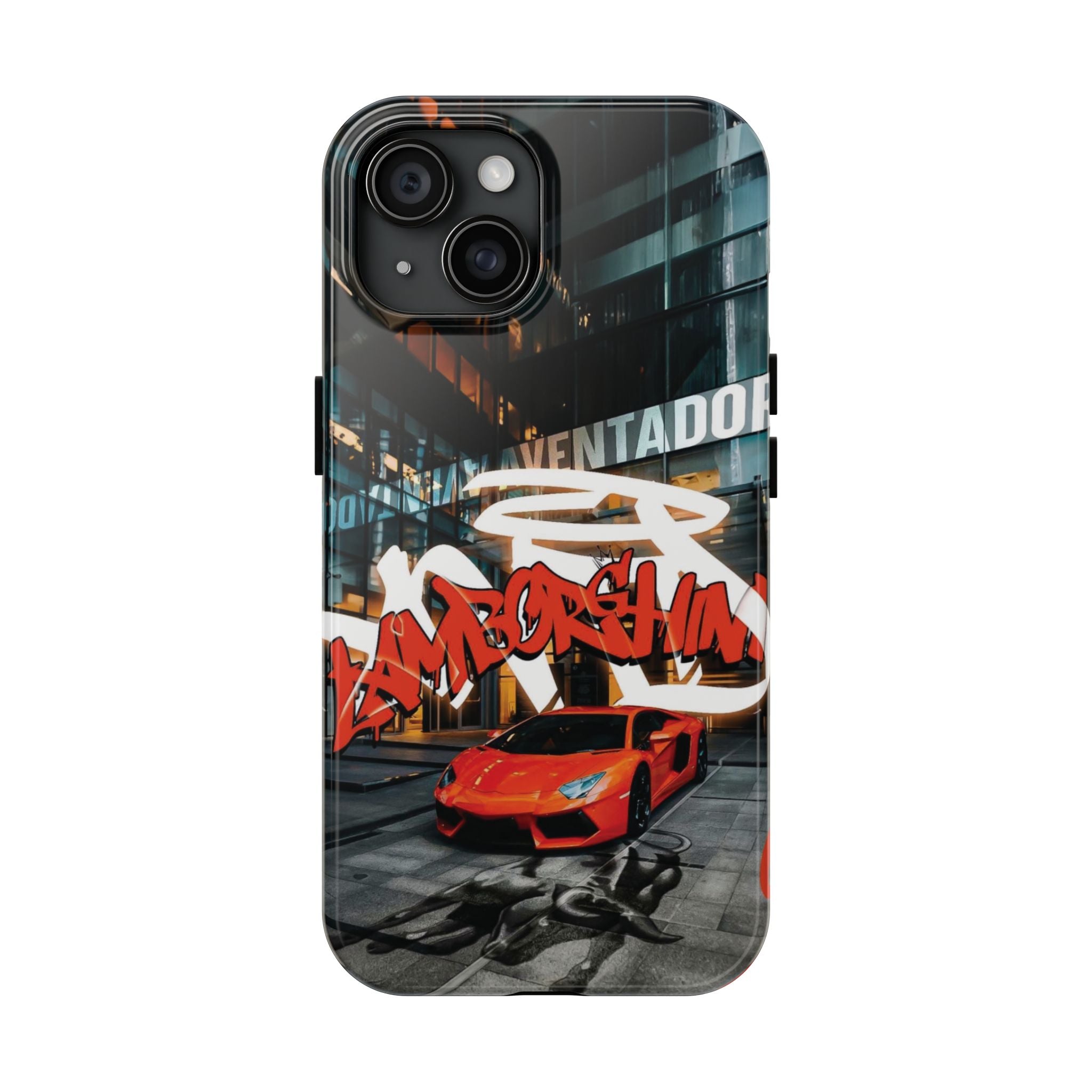 Urban Graffiti Tough Phone Case - Red Lamborghini Design