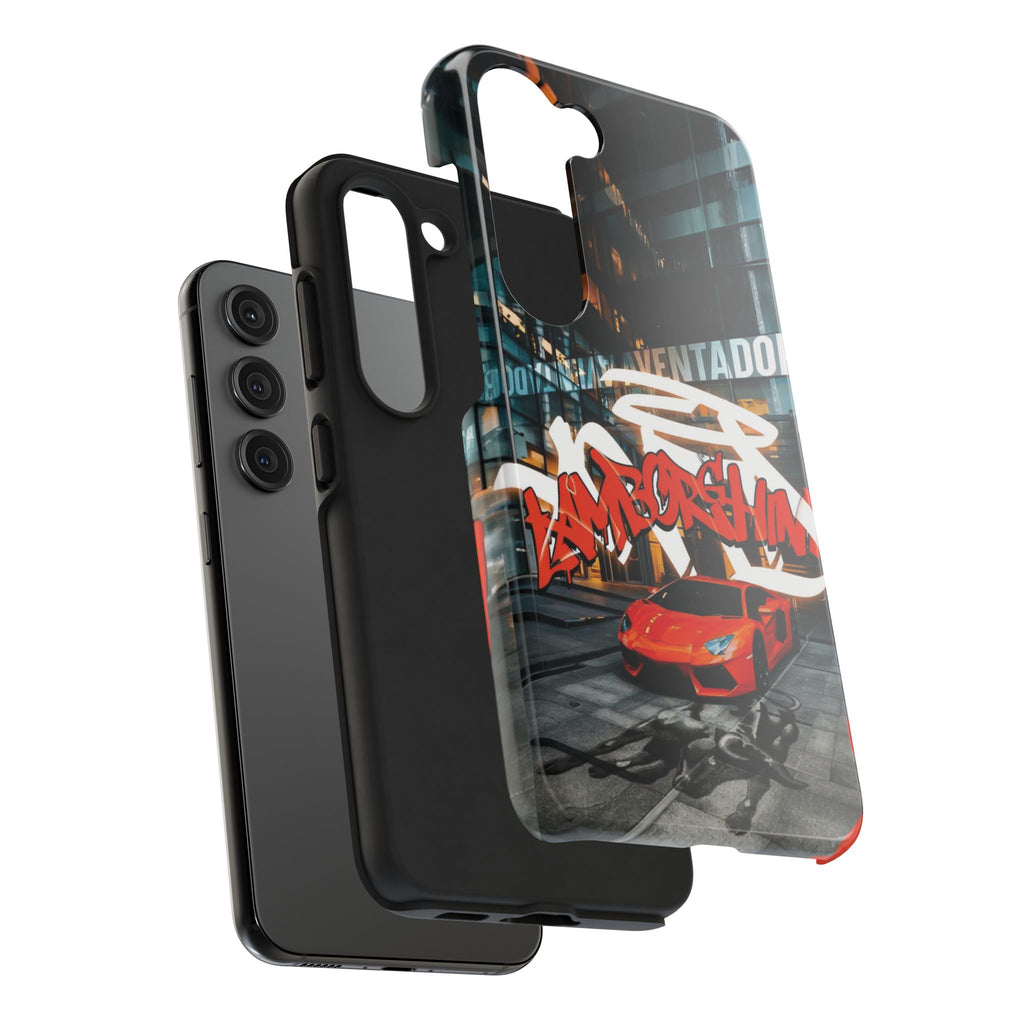 Urban Graffiti Tough Phone Case - Red Lamborghini Design