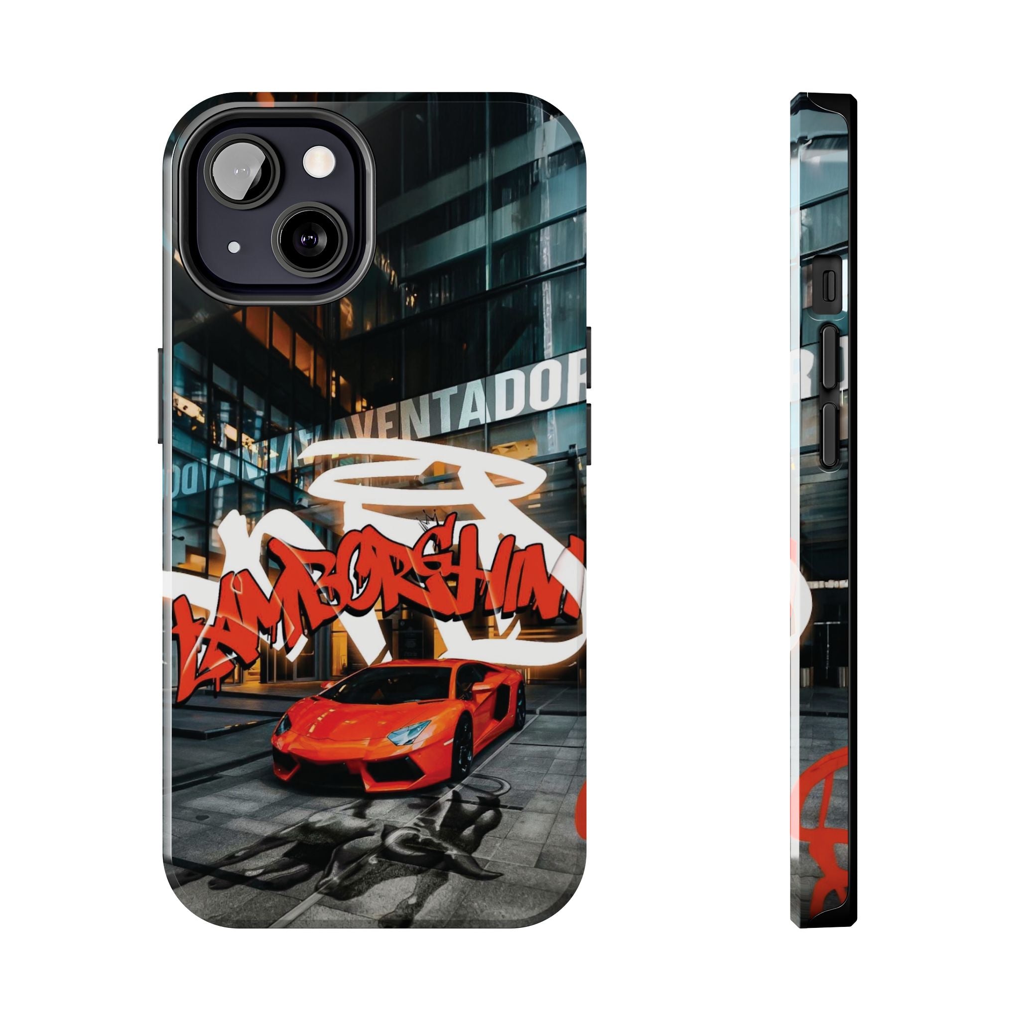 Urban Graffiti Tough Phone Case - Red Lamborghini Design