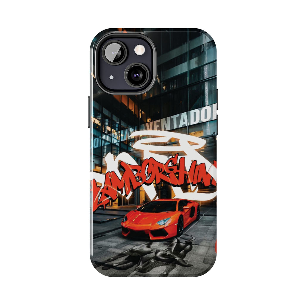 Urban Graffiti Tough Phone Case - Red Lamborghini Design