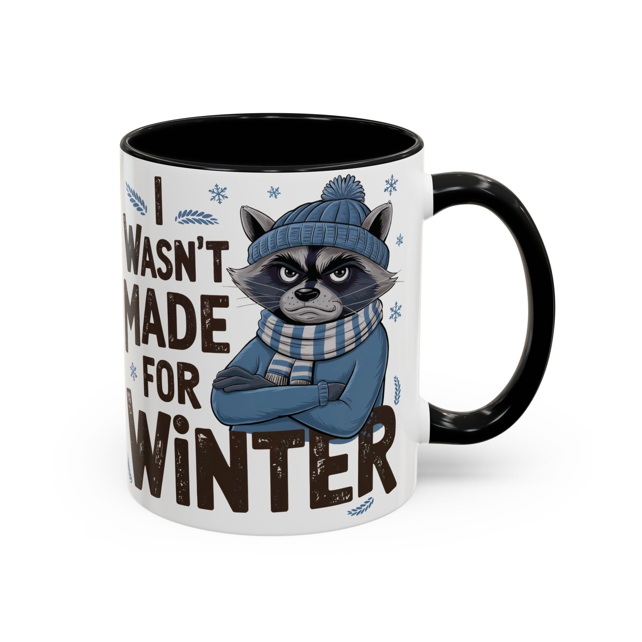 Winter-Themed Accent Coffee Mug, Funny Raccoon Design, Perfect for Coffee Lovers, Holiday Gift, Cozy Home Decor, Unique Mug