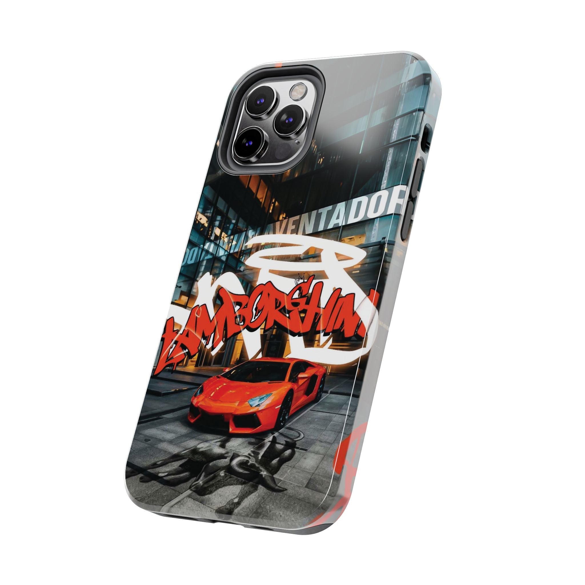 Urban Graffiti Tough Phone Case - Red Lamborghini Design