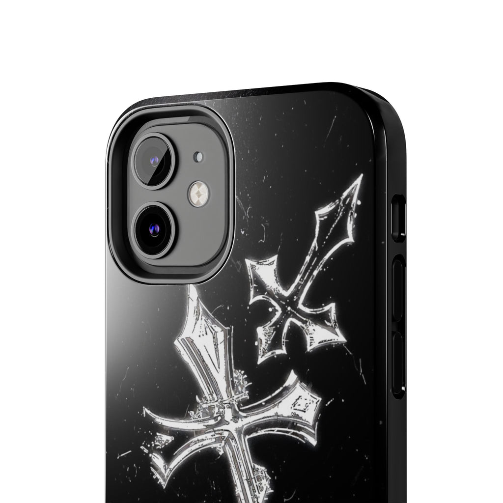 Tough Phone Case with Cross Design, Gothic Phone Cover, Personalized Phone Case, Customizable Tech Accessories, Unique Gift Idea