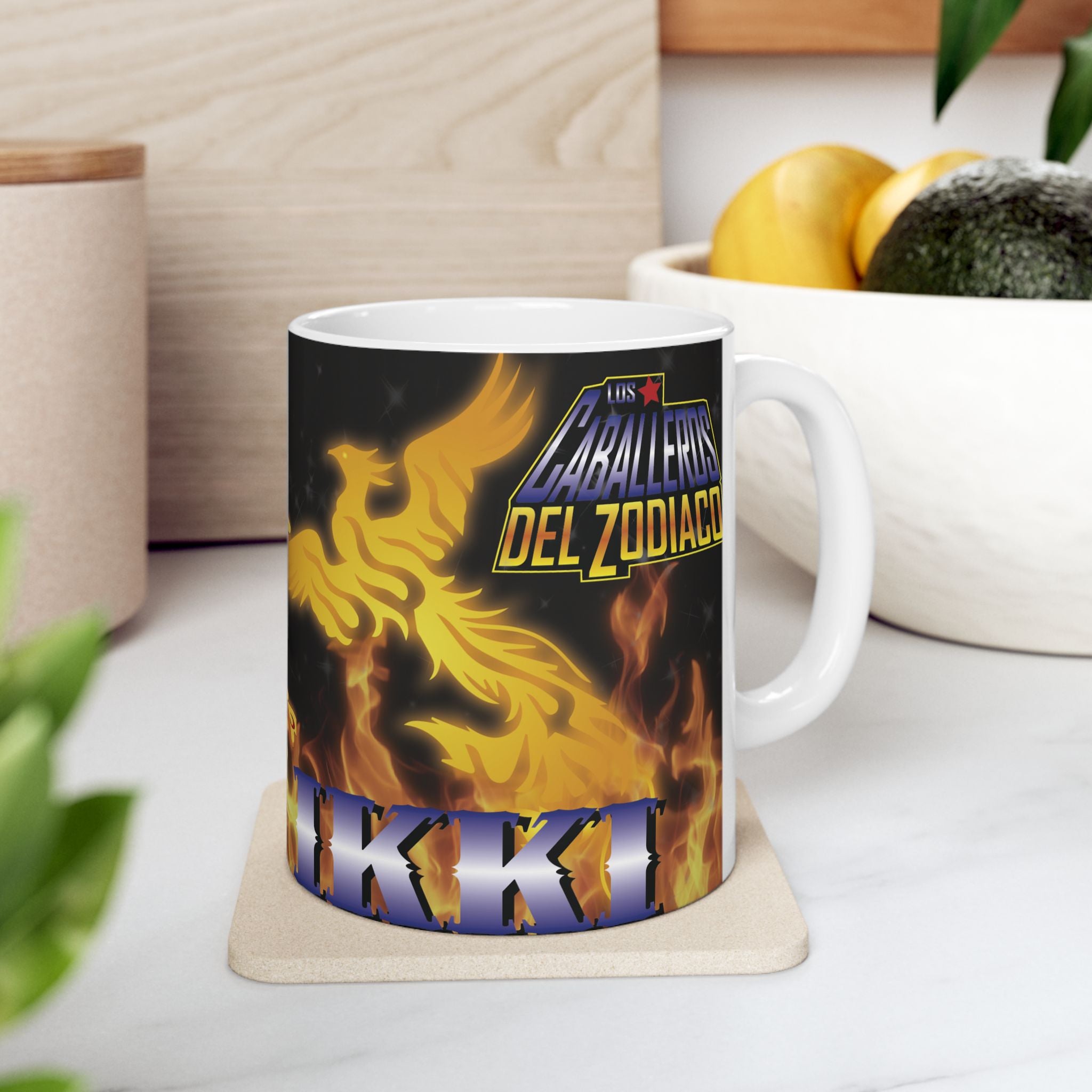Saint Seiya Phoenix Ikki Ceramic Mug — Anime Coffee Cup with Fiery Design (11oz/15oz)