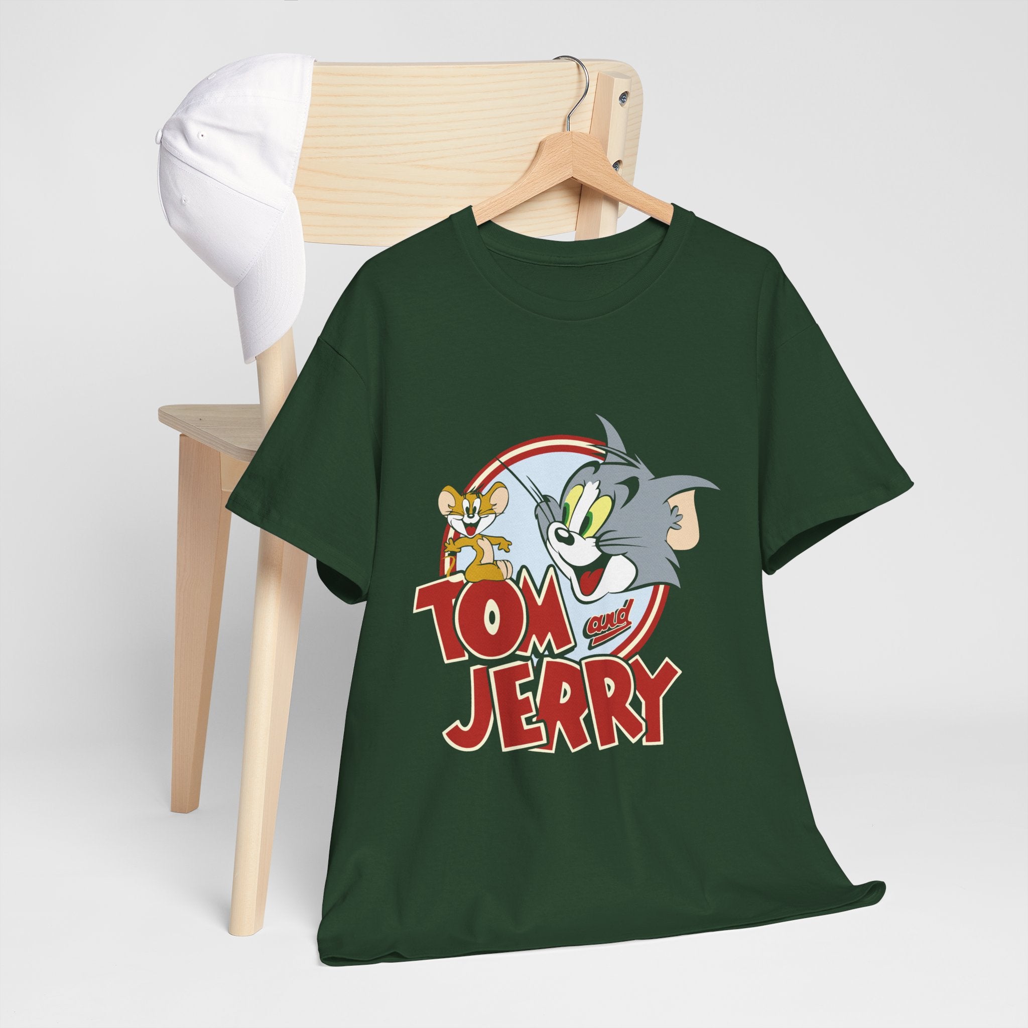 Tom and Jerry Unisex Heavy Cotton Tee, Funny Cartoon Shirt, Casual Wear, Gift for Kids and Adults, Retro Comics Tee