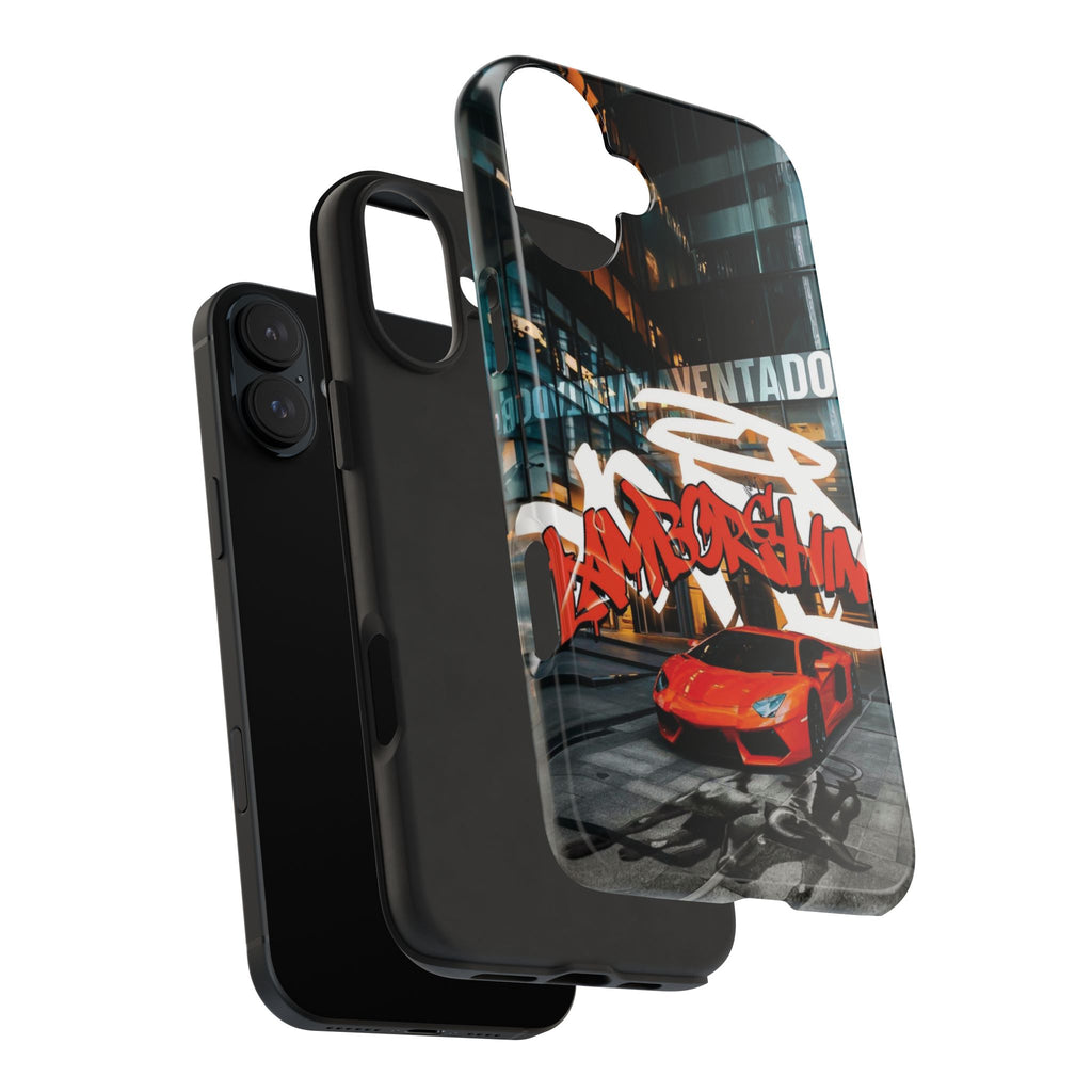 Urban Graffiti Tough Phone Case - Red Lamborghini Design