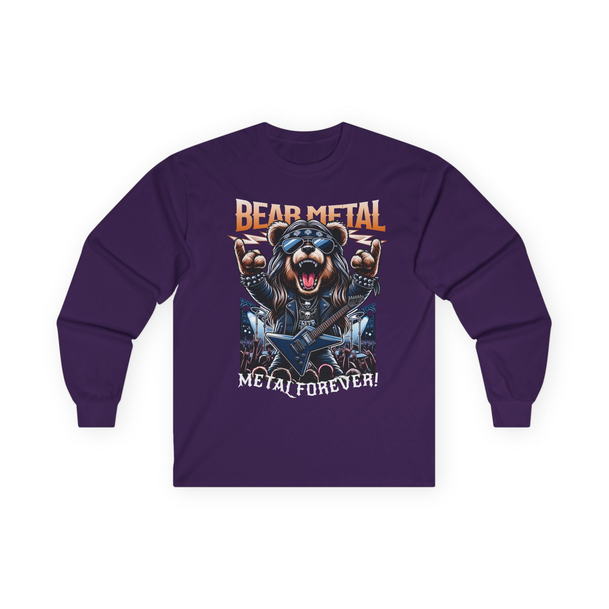 Bear Metal Long Sleeve Tee, Heavy Metal Shirt, Music Lover Gift, Rock T-Shirt, Every Day Wear, Unisex Band Shirt