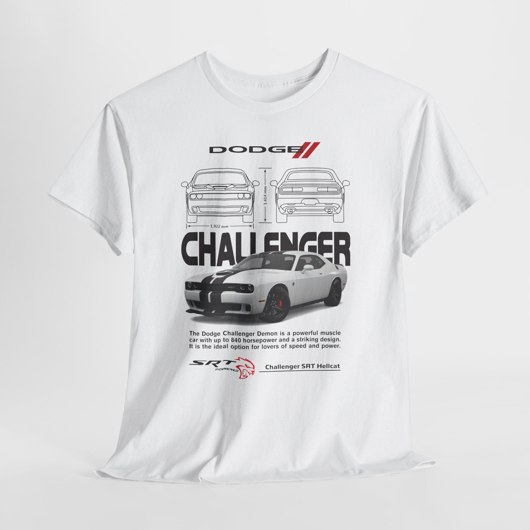 Dodge Challenger Graphic Tee, Unisex Heavy Cotton Shirt, Car Enthusiast Gift, Casual Wear, Classic Car Fashion, Birthday Present