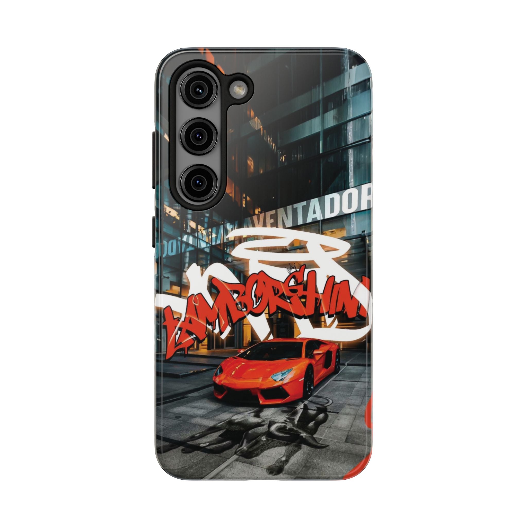 Urban Graffiti Tough Phone Case - Red Lamborghini Design