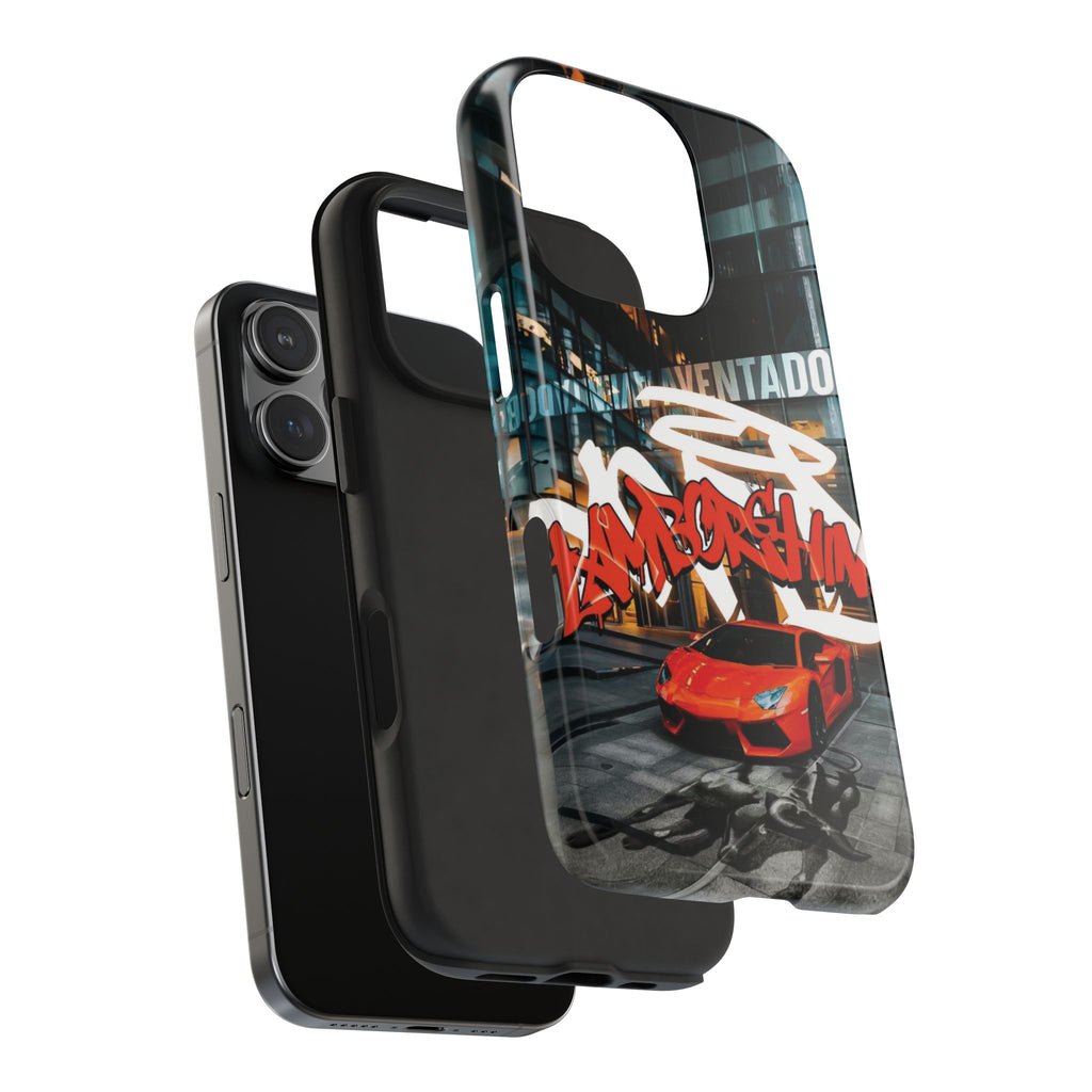 Urban Graffiti Tough Phone Case - Red Lamborghini Design