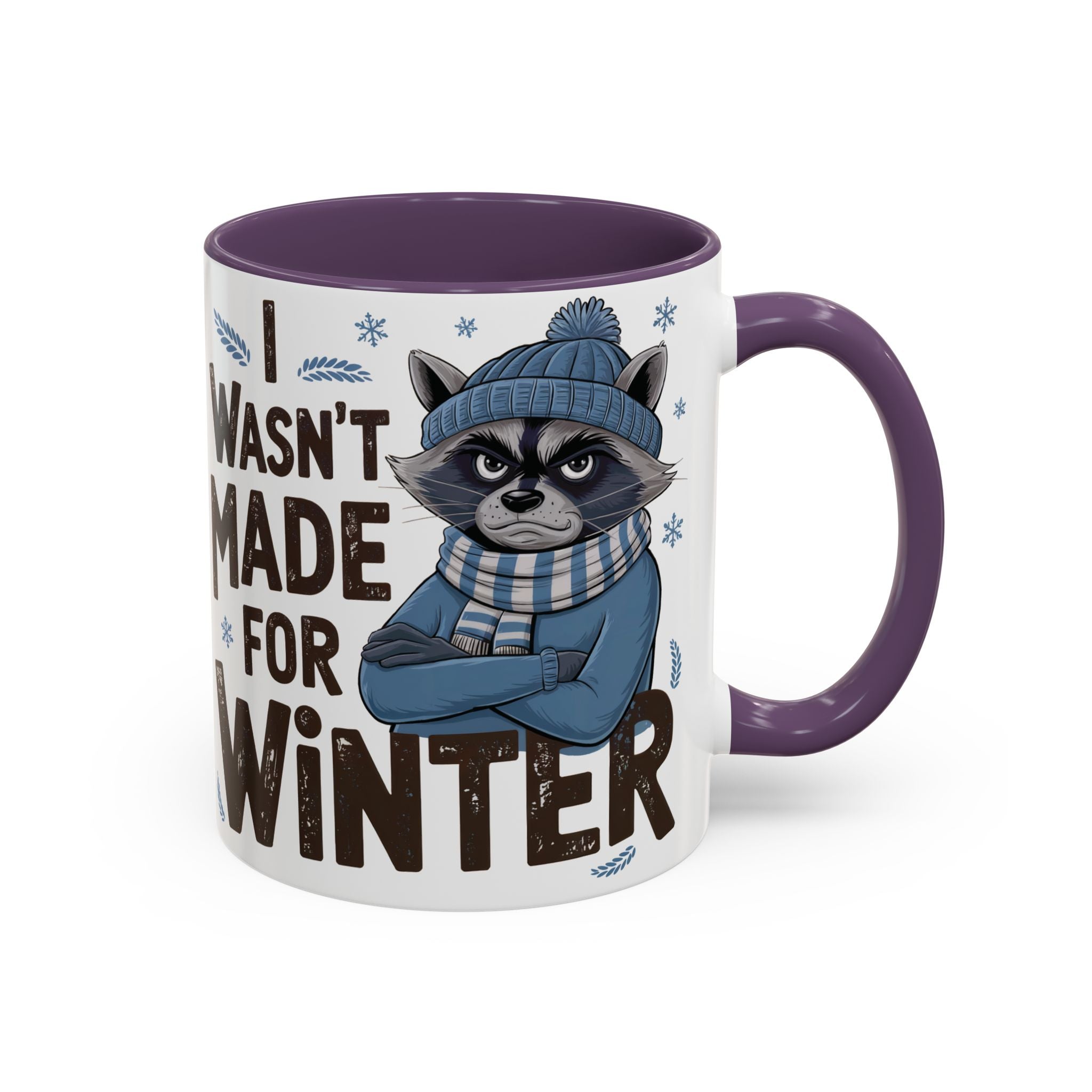 Winter-Themed Accent Coffee Mug, Funny Raccoon Design, Perfect for Coffee Lovers, Holiday Gift, Cozy Home Decor, Unique Mug