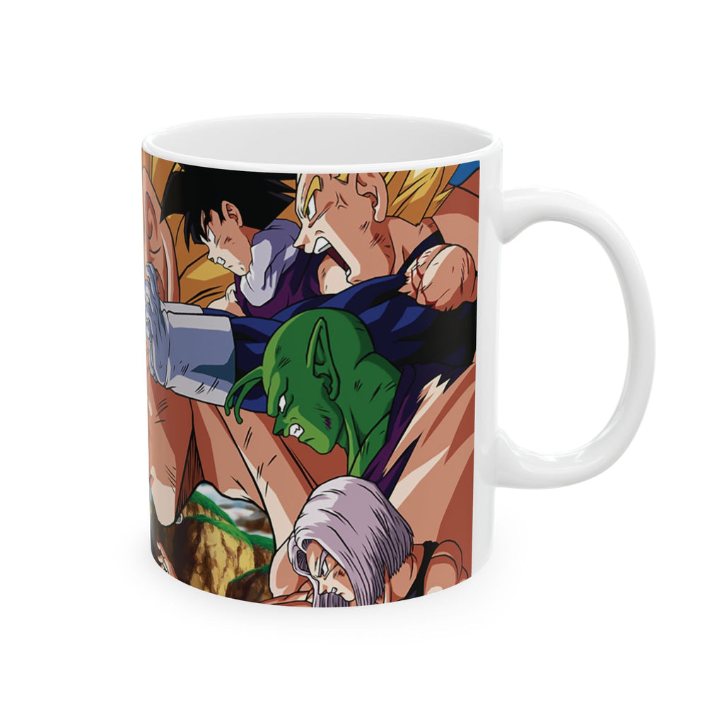 Anime Battle Ceramic Mug (11oz/15oz) — Superpowered Fighter Scene Wrap