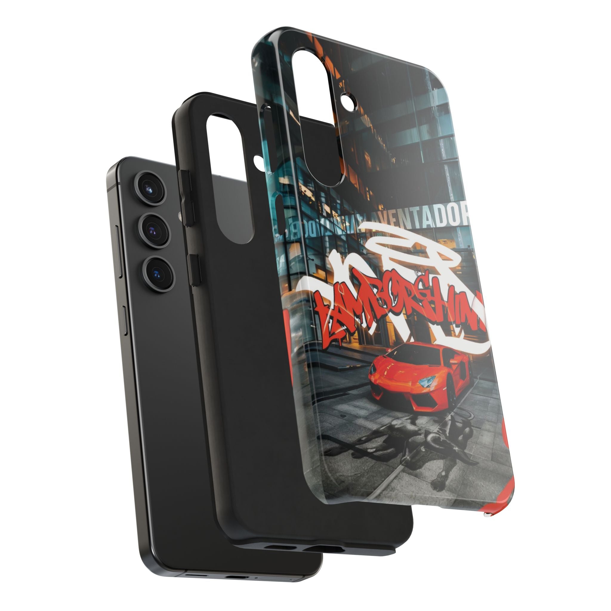 Urban Graffiti Tough Phone Case - Red Lamborghini Design