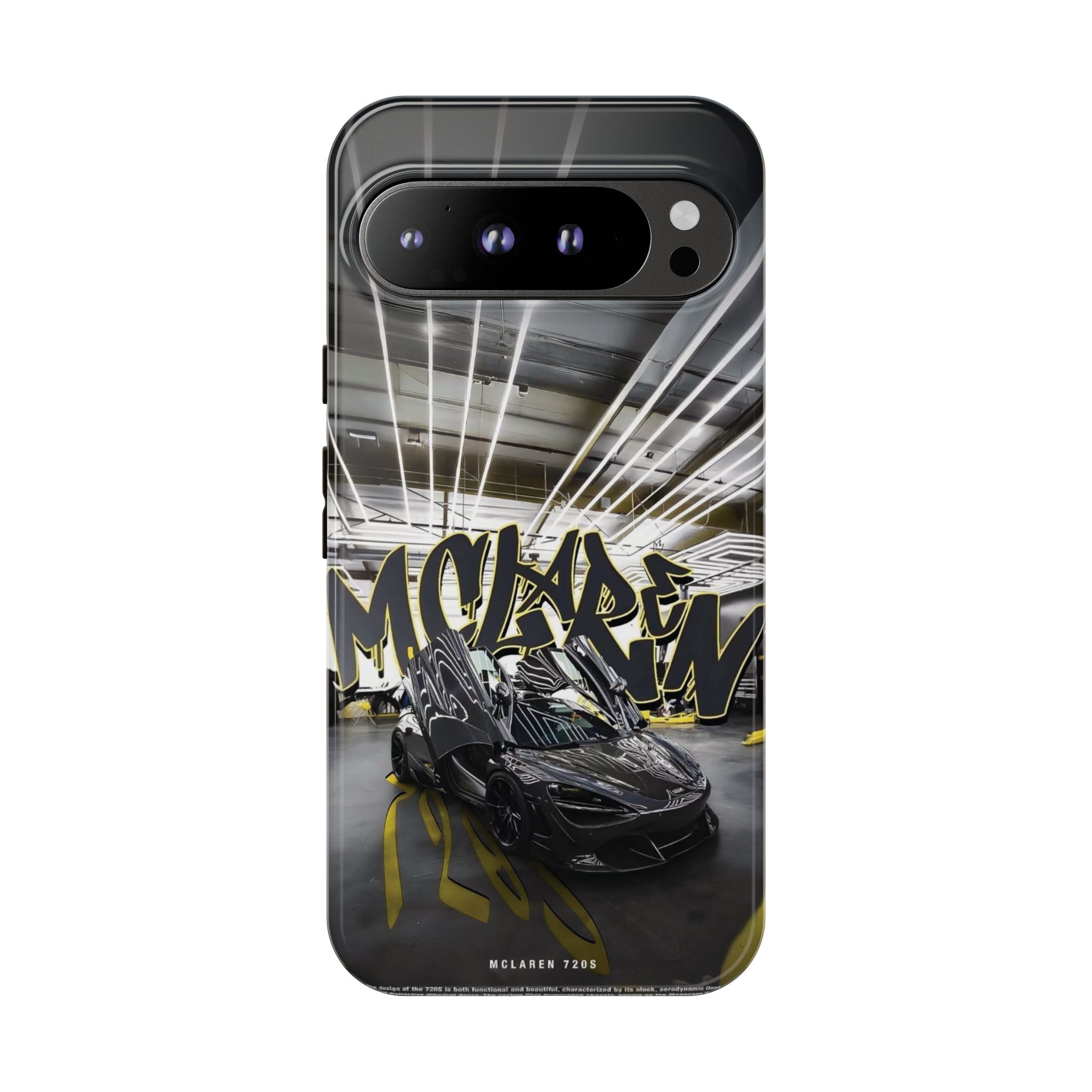 Racing Graffiti Phone Case — McLaren Sports Car Garage Design
