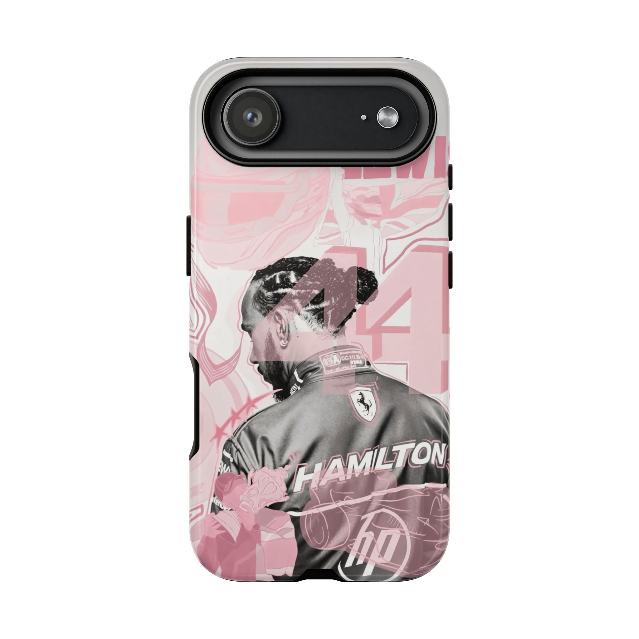 Hamilton Racing Phone Case — Pink Retro Driver Collage Tough Case