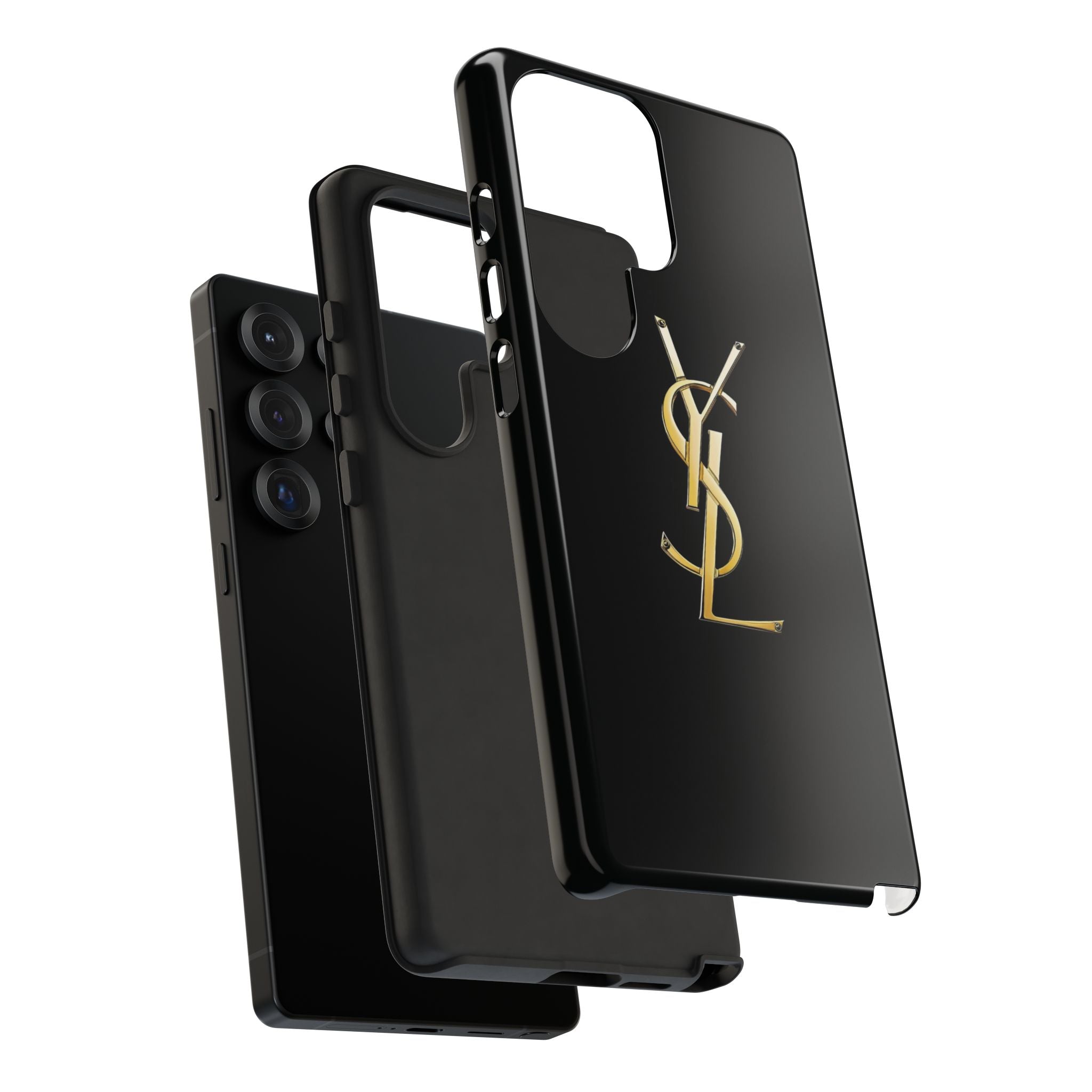 Gold Monogram Tough Phone Case – Luxury YSL-Inspired Protective Cover