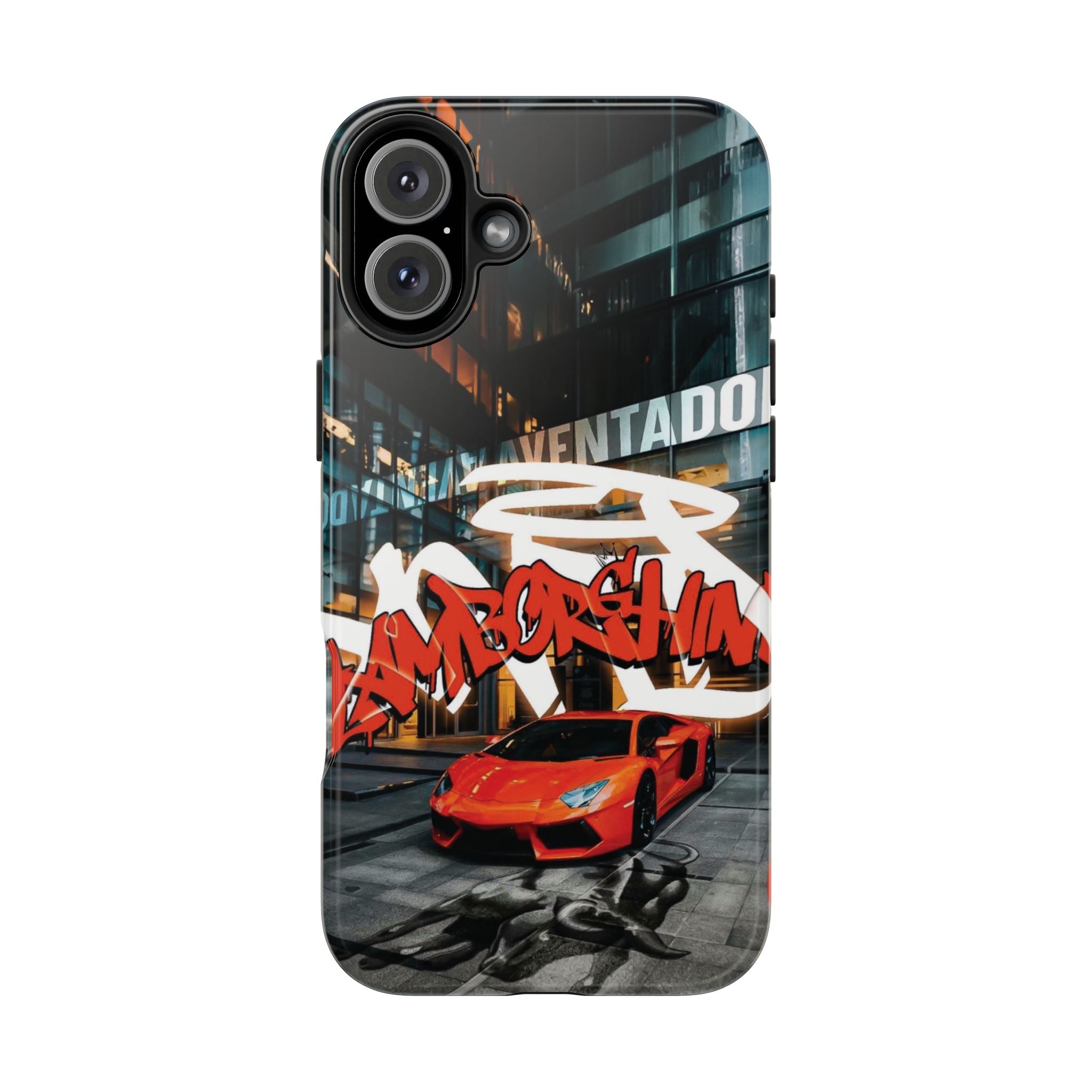 Urban Graffiti Tough Phone Case - Red Lamborghini Design