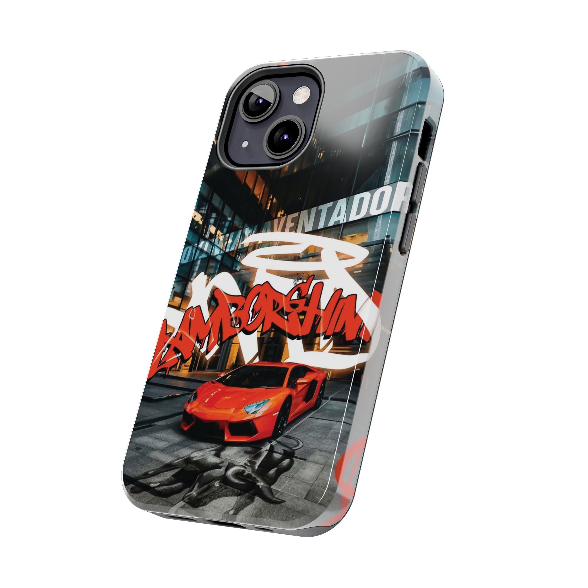 Urban Graffiti Tough Phone Case - Red Lamborghini Design