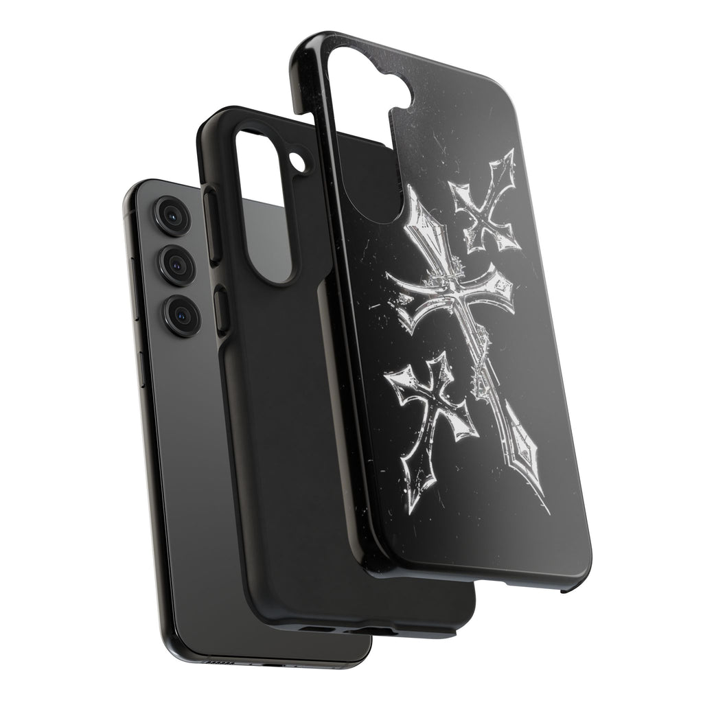 Tough Phone Case with Cross Design, Gothic Phone Cover, Personalized Phone Case, Customizable Tech Accessories, Unique Gift Idea