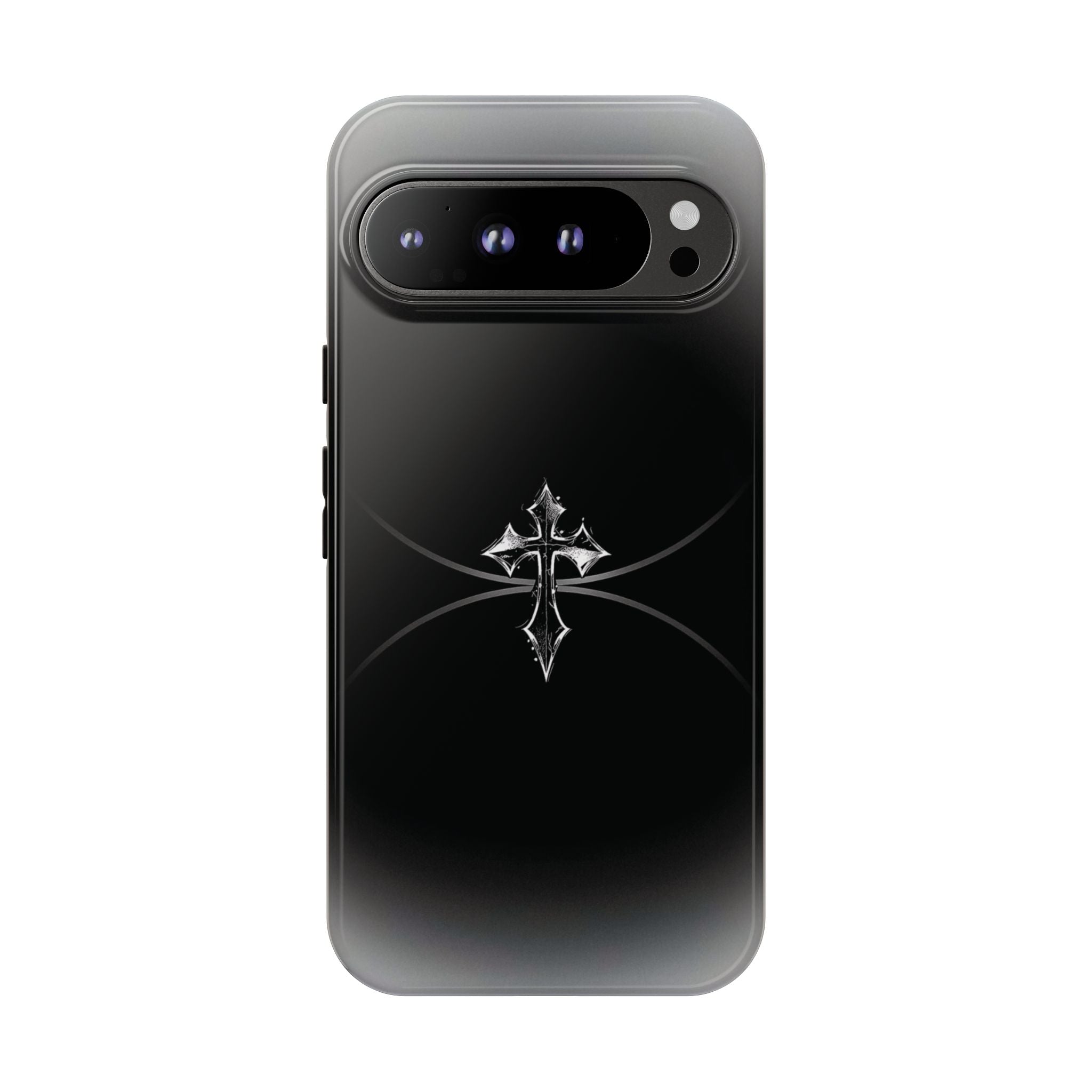 Cross Emblem Tough Phone Case — Rugged Black Protective Cover