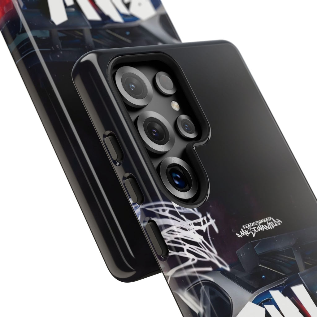 Racing Graffiti Tough Phone Case — Blue Sports Car Design