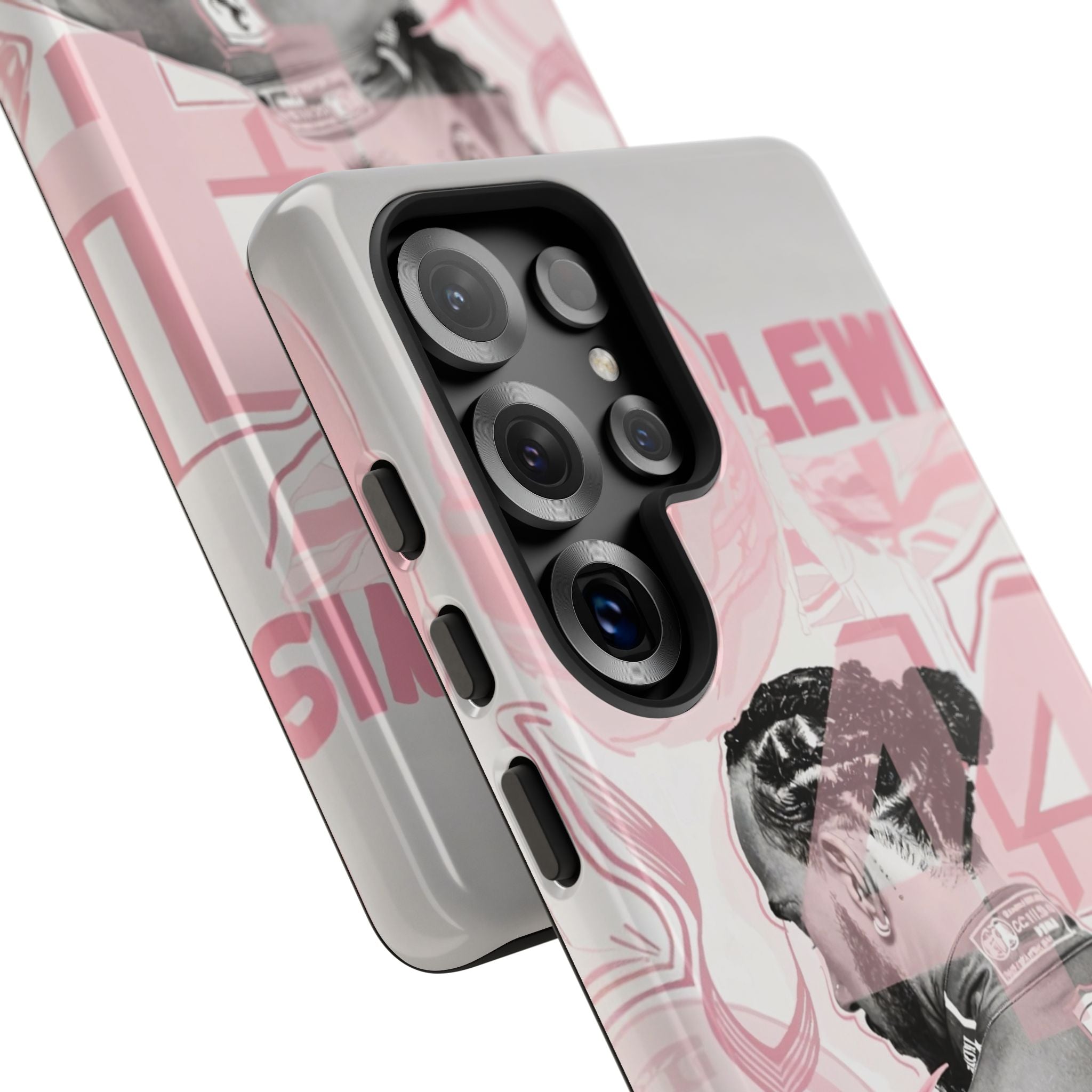 Hamilton Racing Phone Case — Pink Retro Driver Collage Tough Case