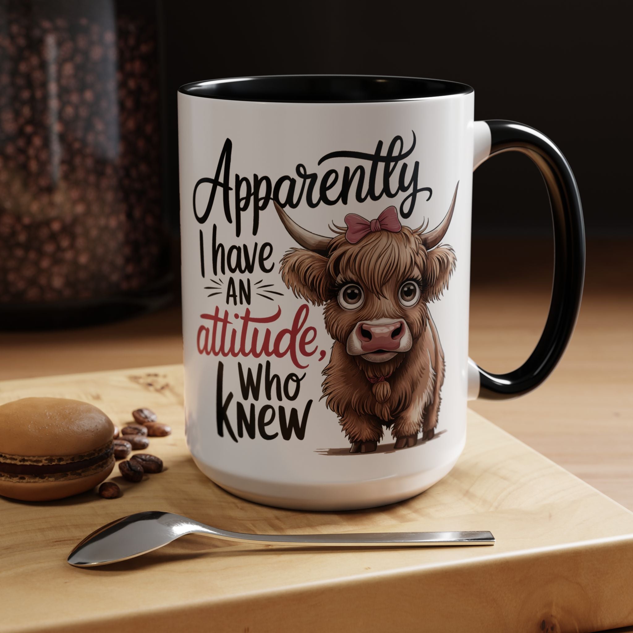 Cute Cow Attitude Mug, Funny Coffee Cup, Gift for Cow Lovers, Cow Decor, Kitchenware Gift, Humorous Animal Mug
