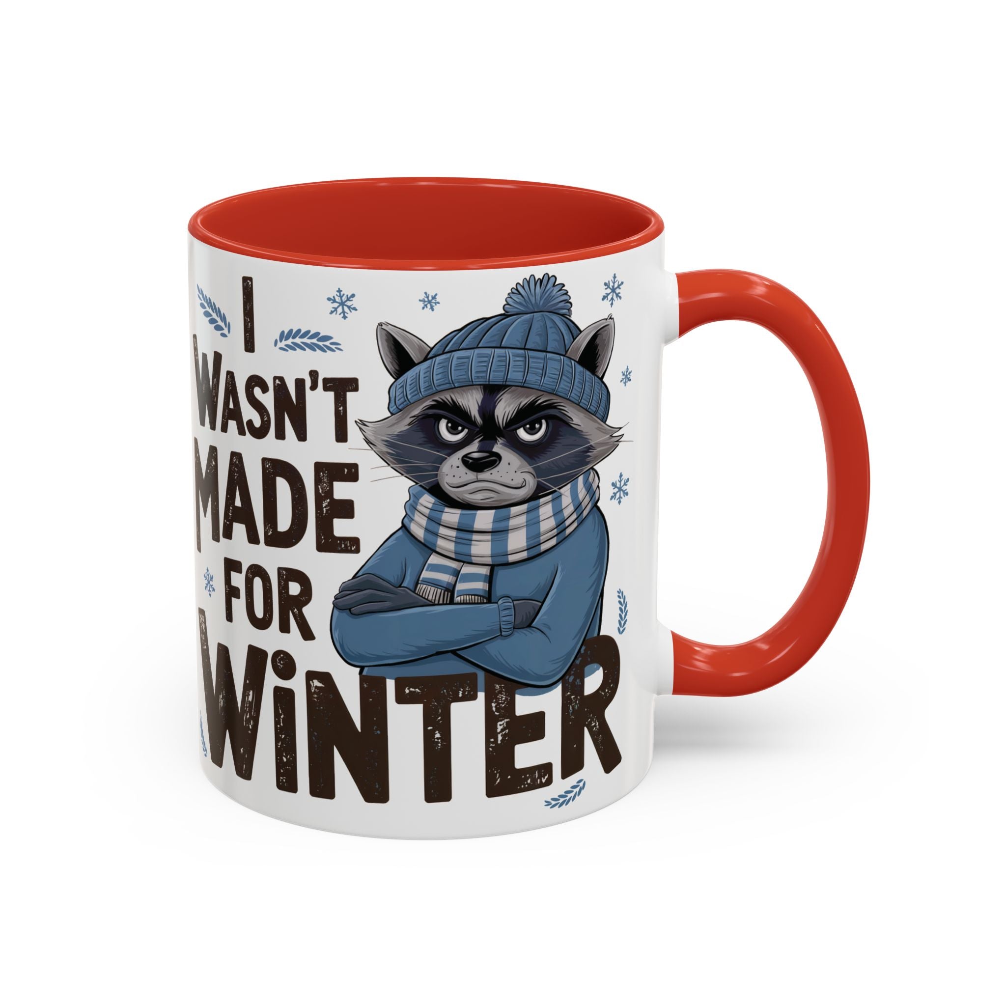 Winter-Themed Accent Coffee Mug, Funny Raccoon Design, Perfect for Coffee Lovers, Holiday Gift, Cozy Home Decor, Unique Mug