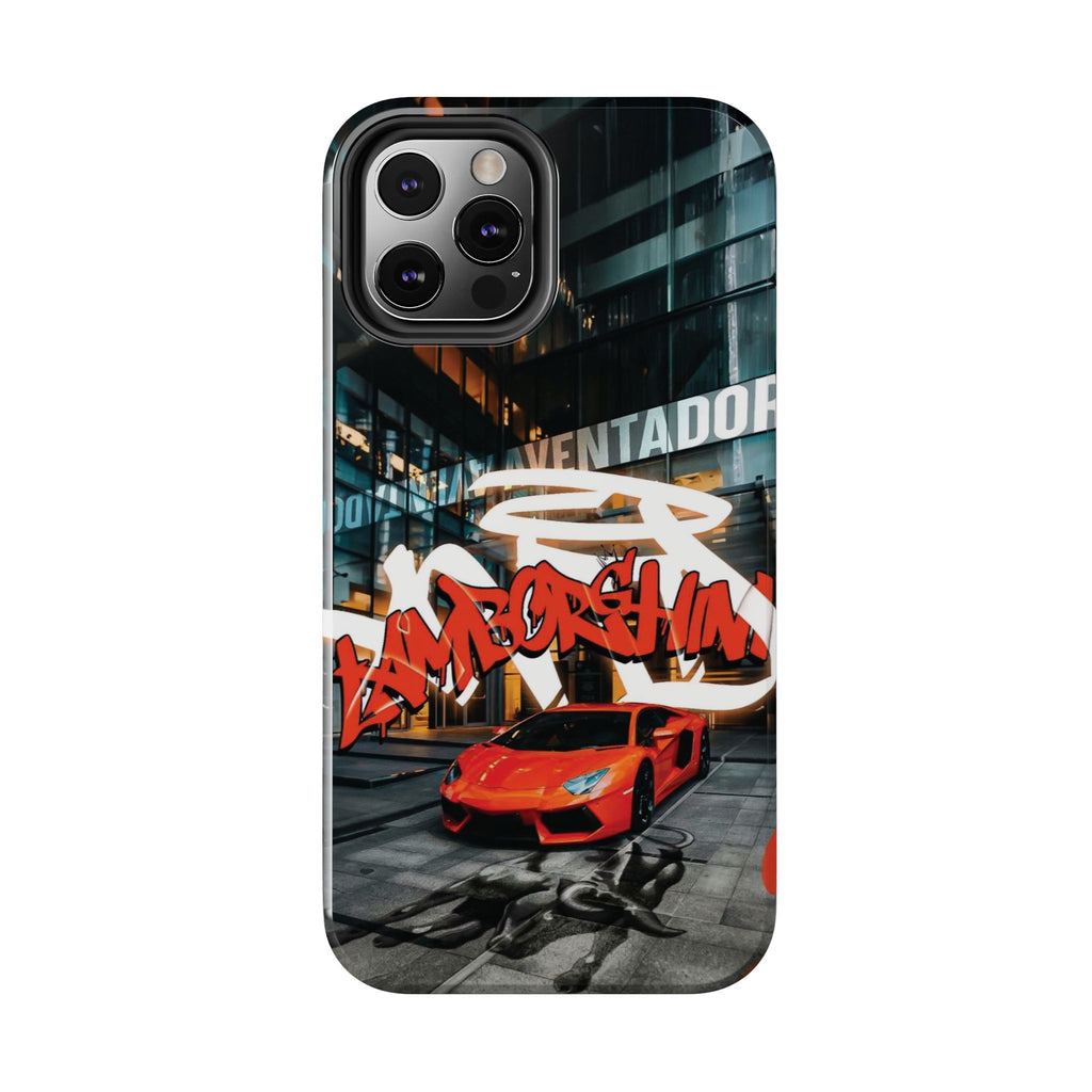 Urban Graffiti Tough Phone Case - Red Lamborghini Design