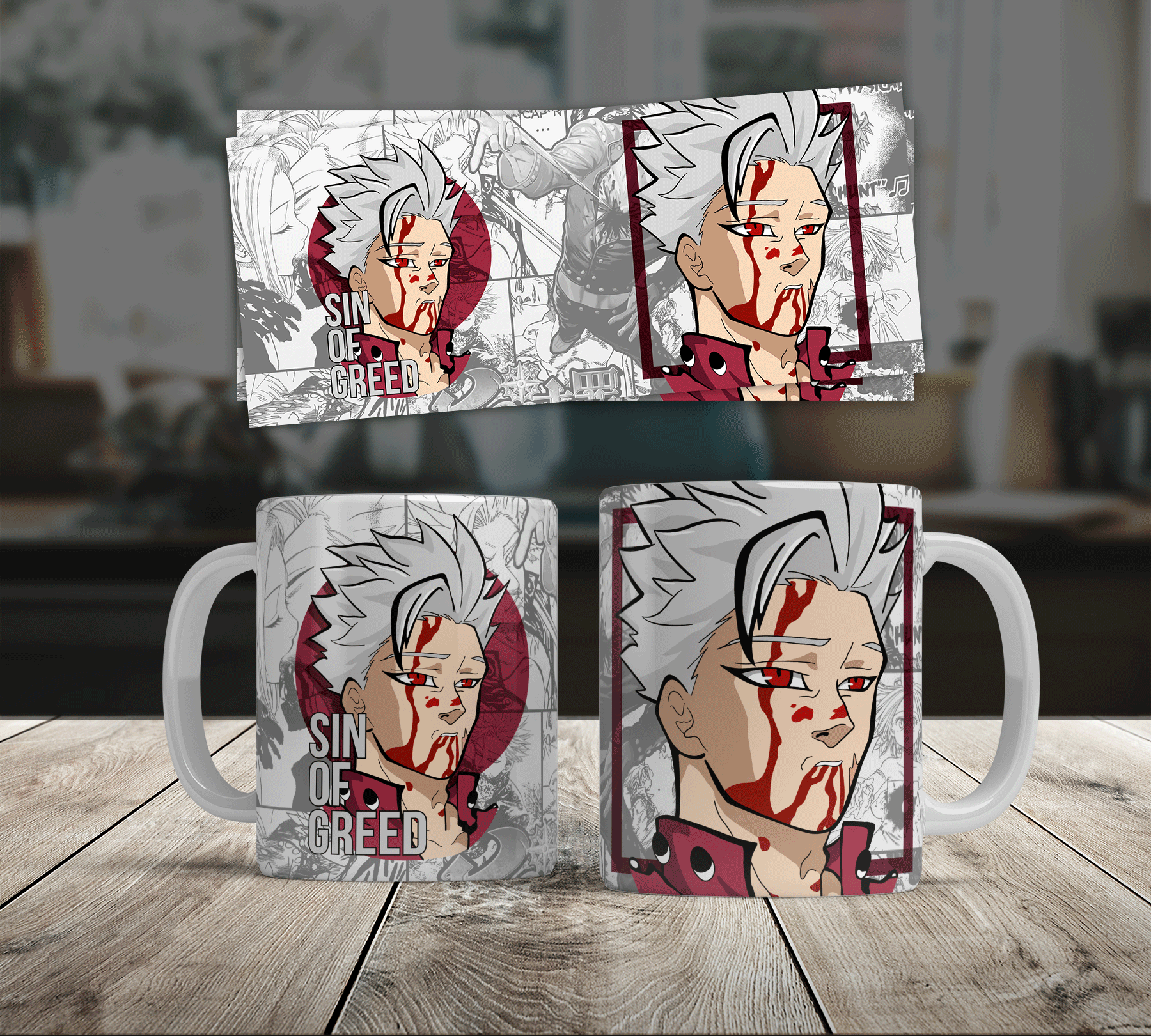 Anime Manga Collage Ceramic Mug (11oz, 15oz) — Chibi Character Panel Design