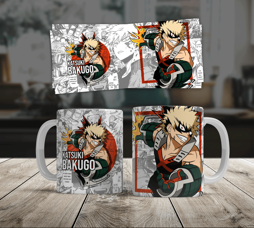Bakugo Anime Collage Ceramic Mug — 'Kacchan' Action Graphic 11oz/15oz