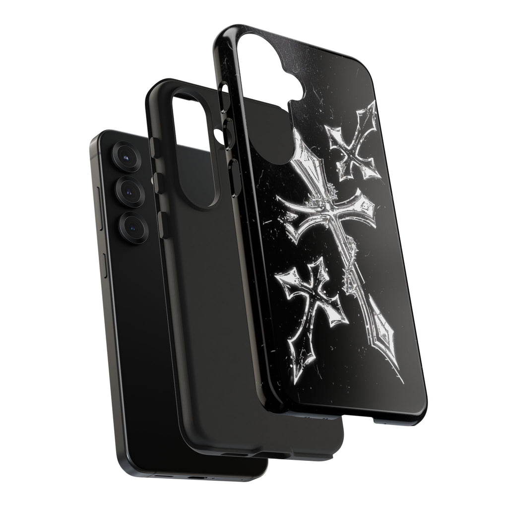 Tough Phone Case with Cross Design, Gothic Phone Cover, Personalized Phone Case, Customizable Tech Accessories, Unique Gift Idea