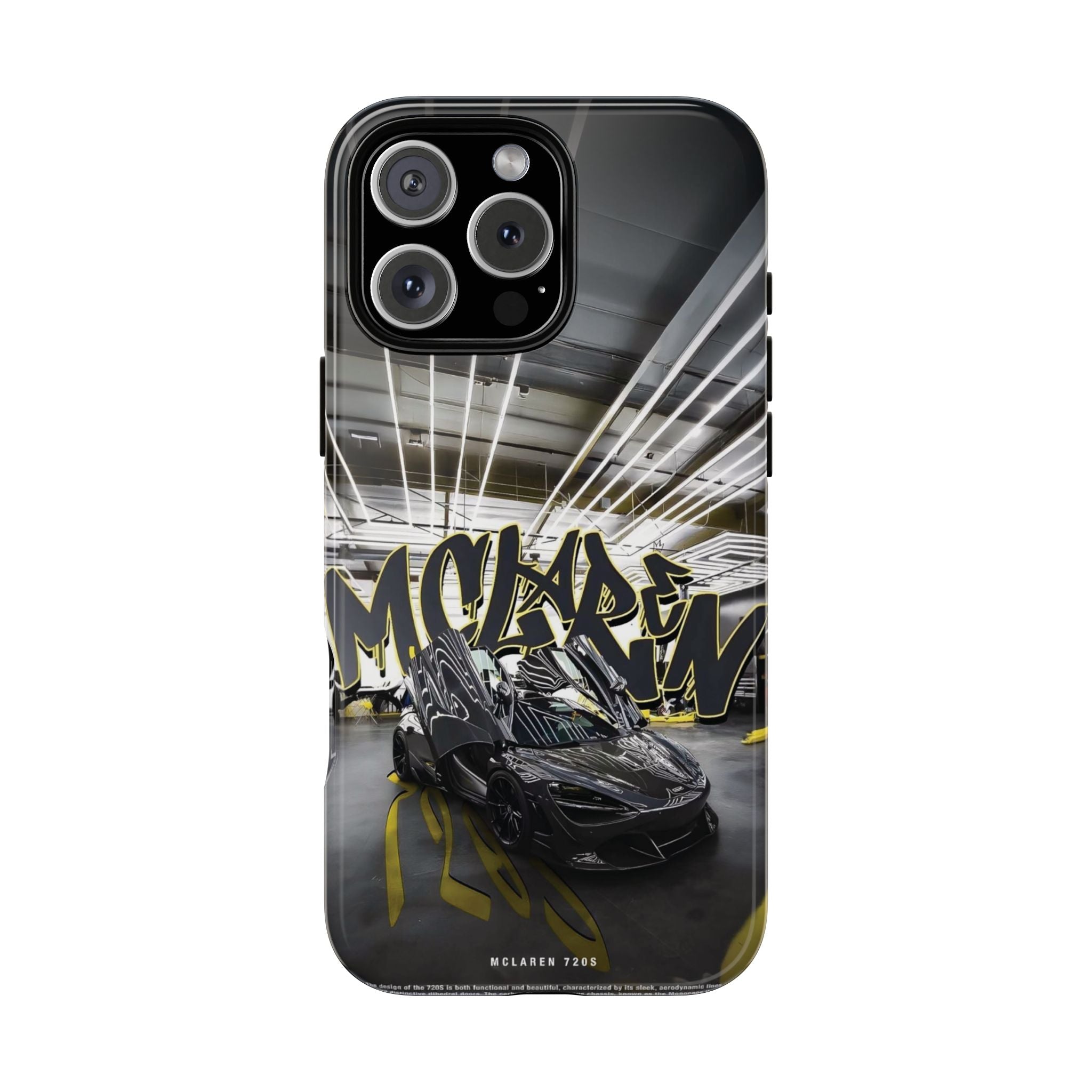 Racing Graffiti Phone Case — McLaren Sports Car Garage Design