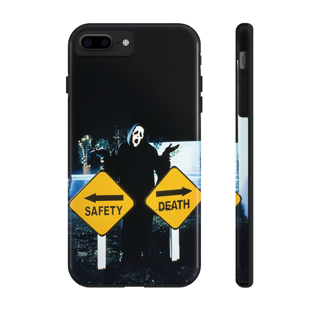 Spooky Phone Cases with Safety and Death Design, Halloween Gift, Horror Movie Merch, Unique Phone Accessories, Fun and Functional
