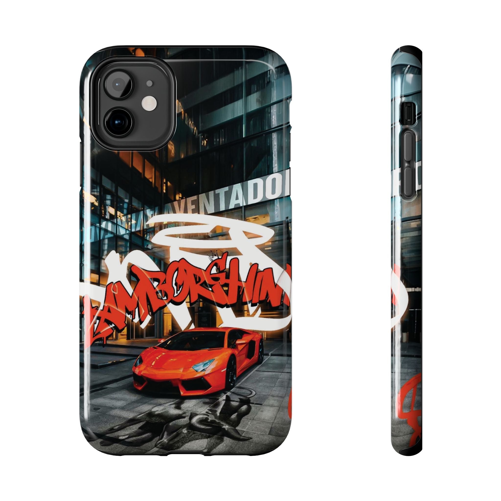Urban Graffiti Tough Phone Case - Red Lamborghini Design