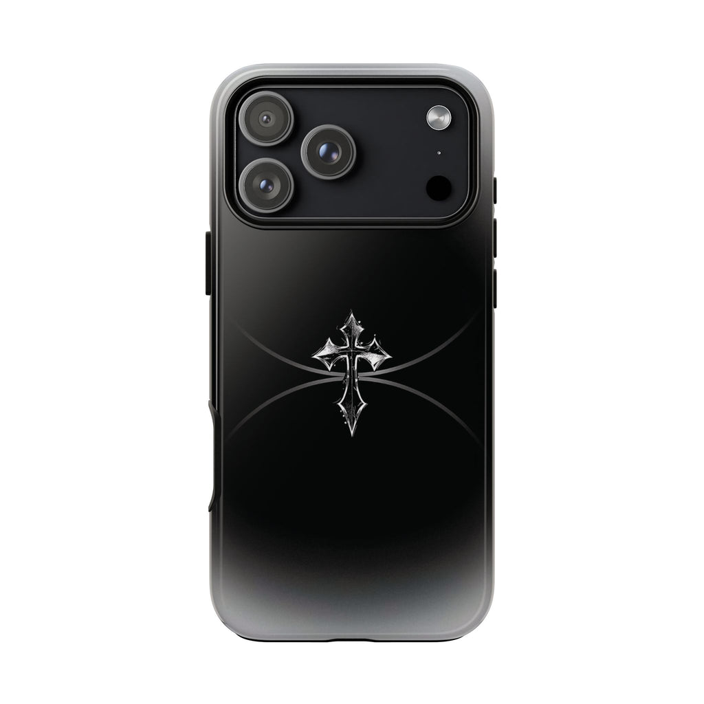 Cross Emblem Tough Phone Case — Rugged Black Protective Cover