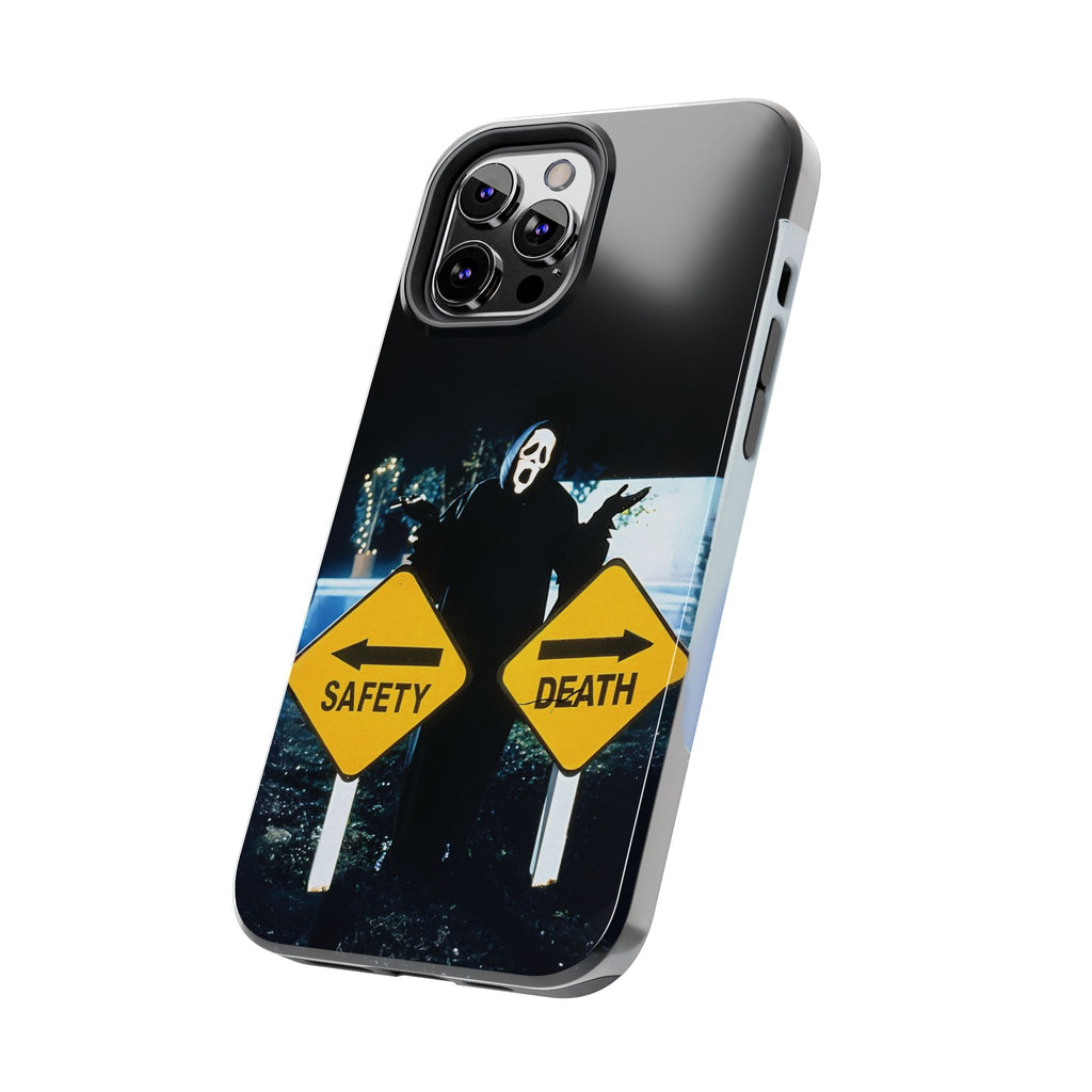 Spooky Phone Cases with Safety and Death Design, Halloween Gift, Horror Movie Merch, Unique Phone Accessories, Fun and Functional
