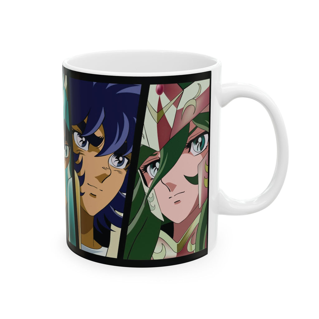 Anime Character Montage Mug — Saint Seiya Inspired Ceramic Coffee Cup (11oz, 15oz)