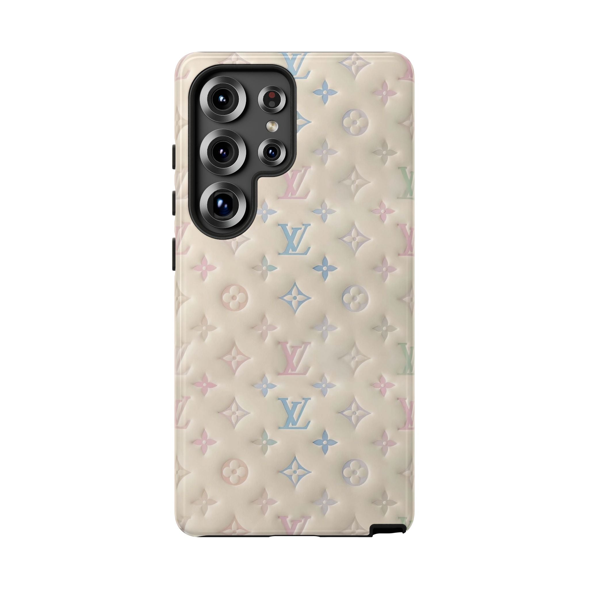 Pastel Quilted Monogram Phone Case — LV-Inspired Tough Protective Cover